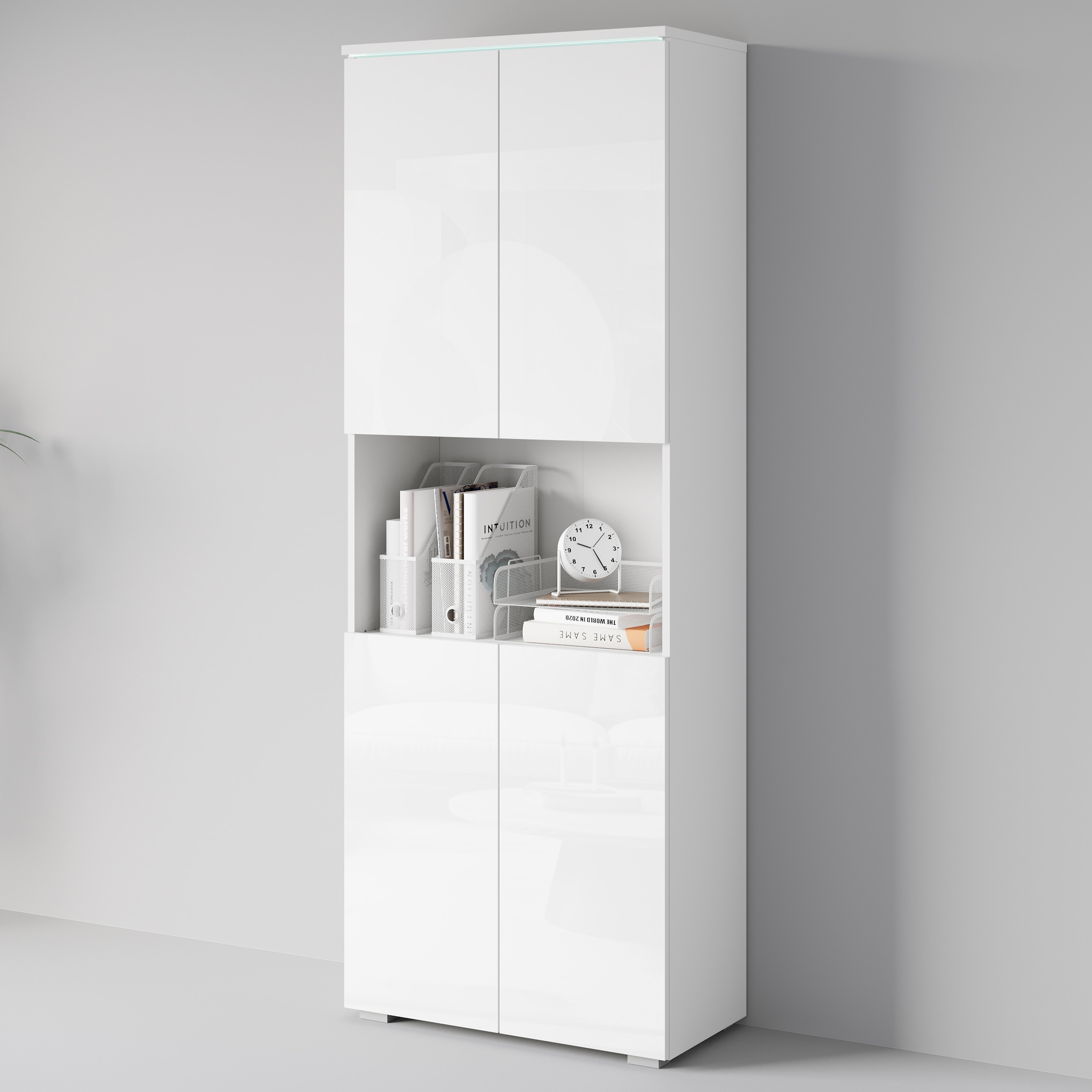 Home affaire Aktenschrank »Vera, Mehrzweckschrank mit LED-Beleuchtung« Praktischer Stauraum mit höhenverstellbaren Ablageböden, H. 182 cm