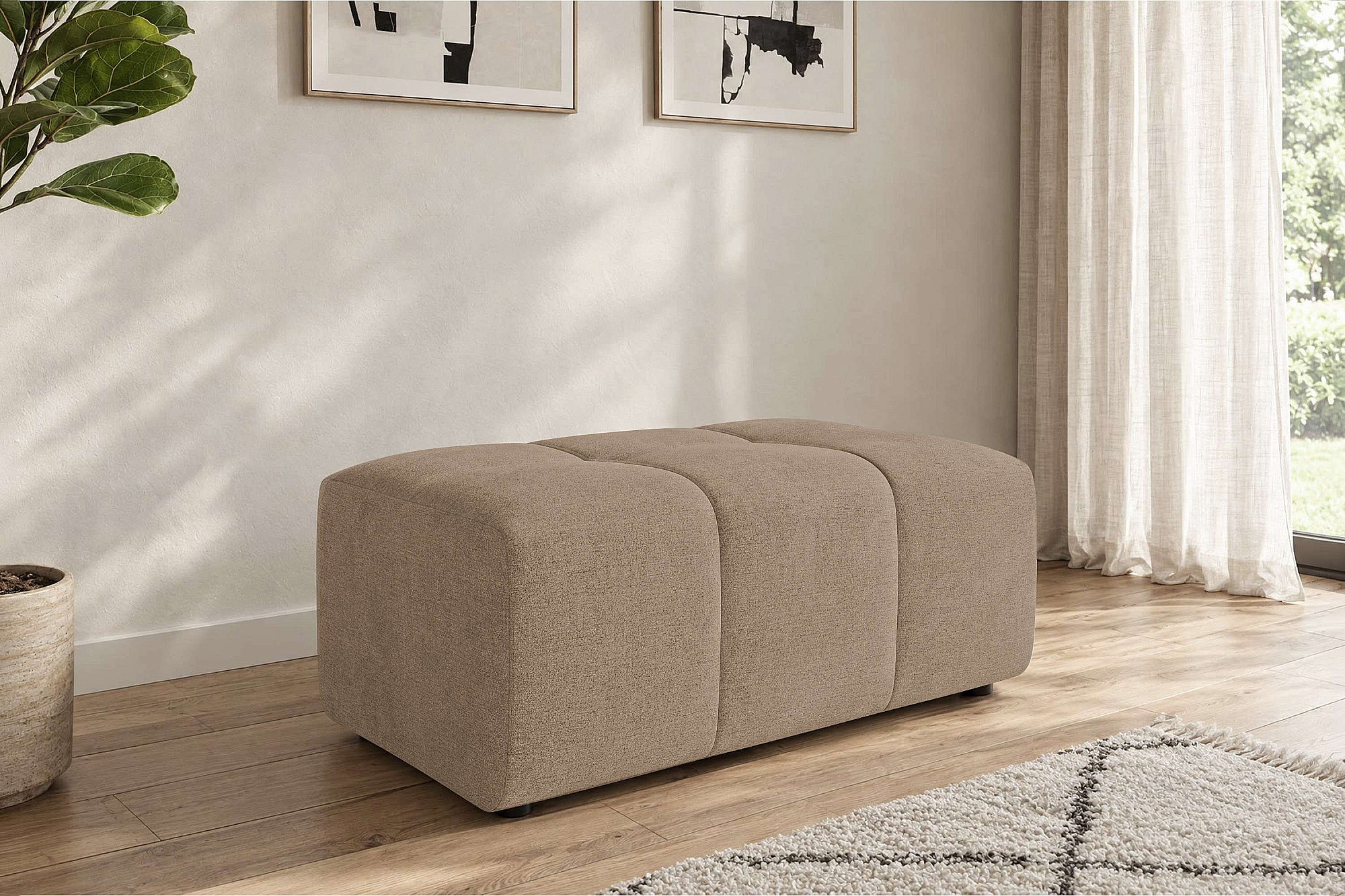 Image of GOODproduct Polsterhocker "AVVELLA Sitzhocker passend zum Sofa, Breite 105 cm, Cord oder Struktur" mit hochelastischer Schaum und Wellenunterfederung