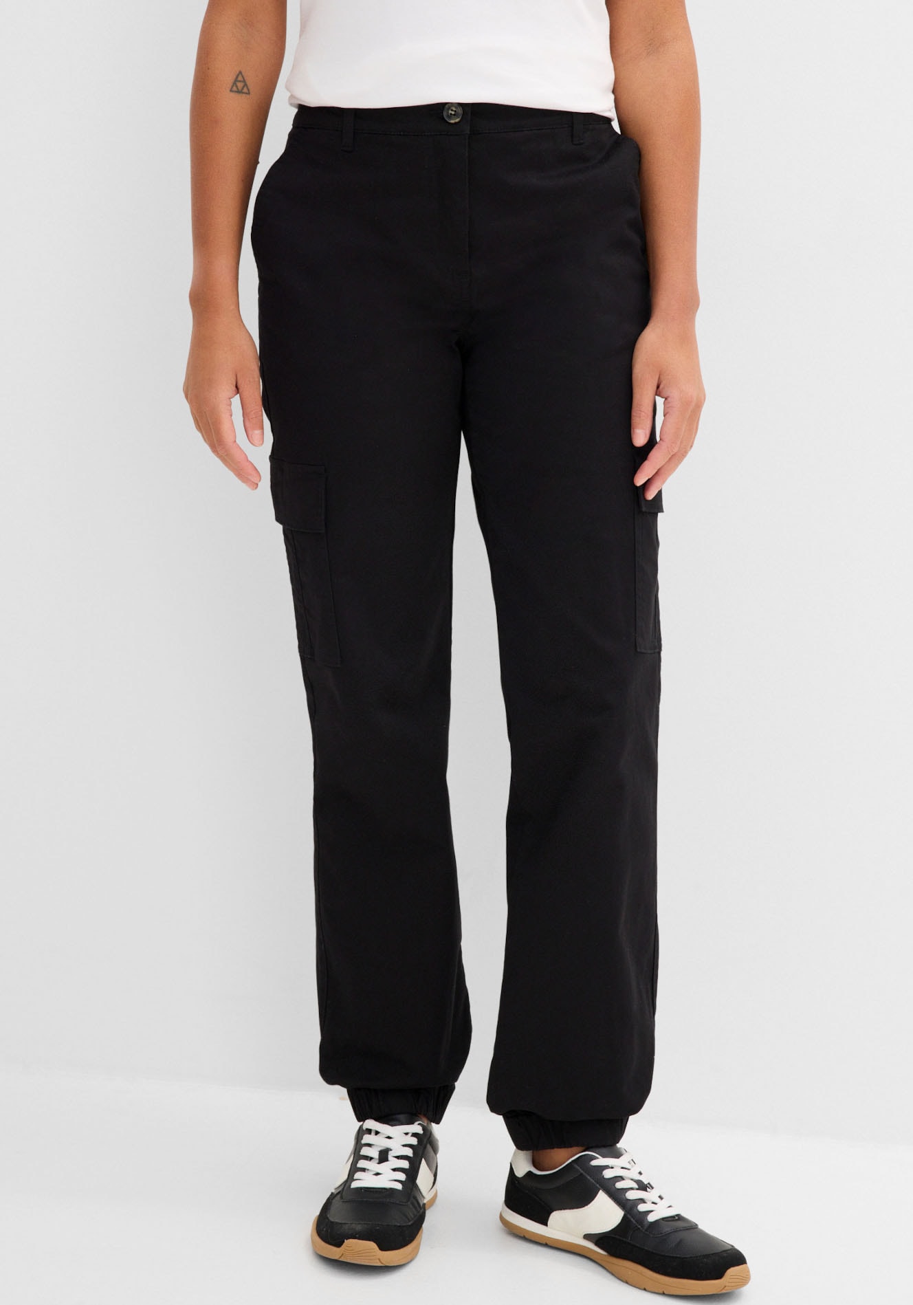 bonprix Cargohose  aus Baumwolle mit Elasthan, lockere Passform, mit Bequembund