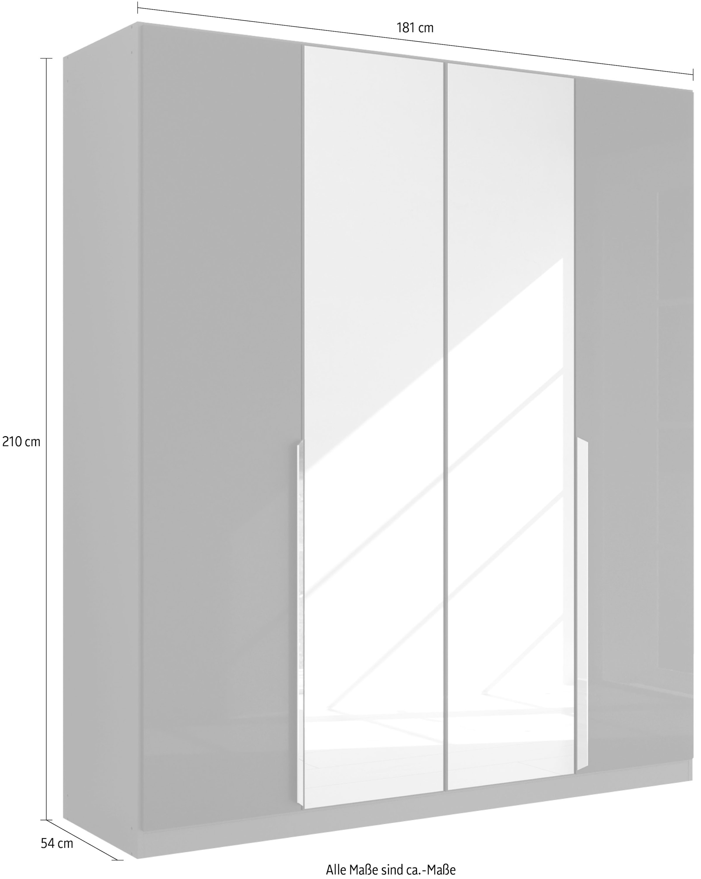 rauch Drehtürenschrank »Kleiderschrank Schrank Garderobe Ankleide GLAMOUR BY QUADRA SPIN« Breiten: 181/226/271 cm, Höhe 210 cm,  mit Spiegel und Hochglanz-Front, Stangengriff MADE IN GERMANY