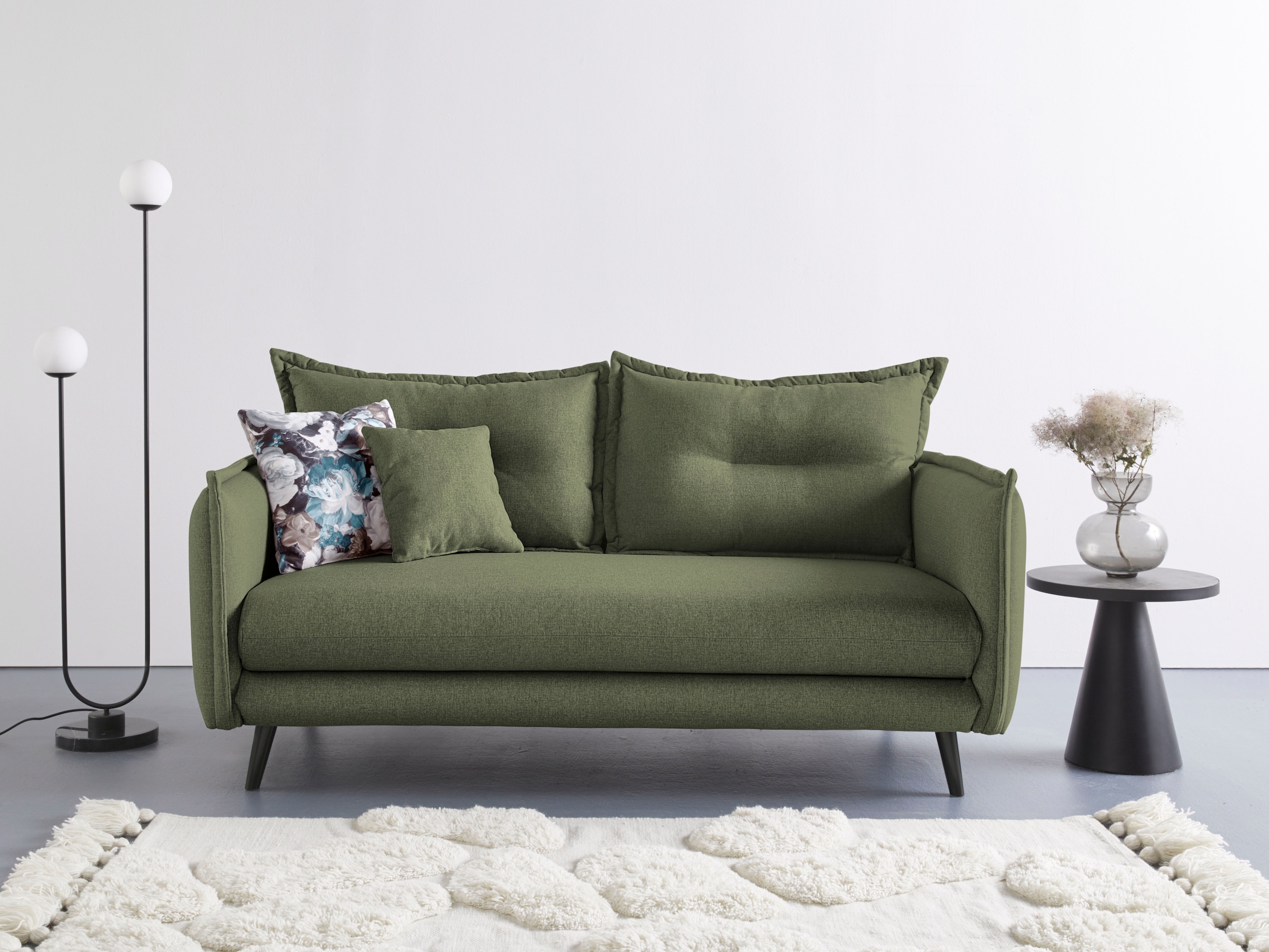 Home affaire 3-places »Levke, 183 cm breit, modern und bequem« structure fine, incluant coussin dorsal et coussin décoratif