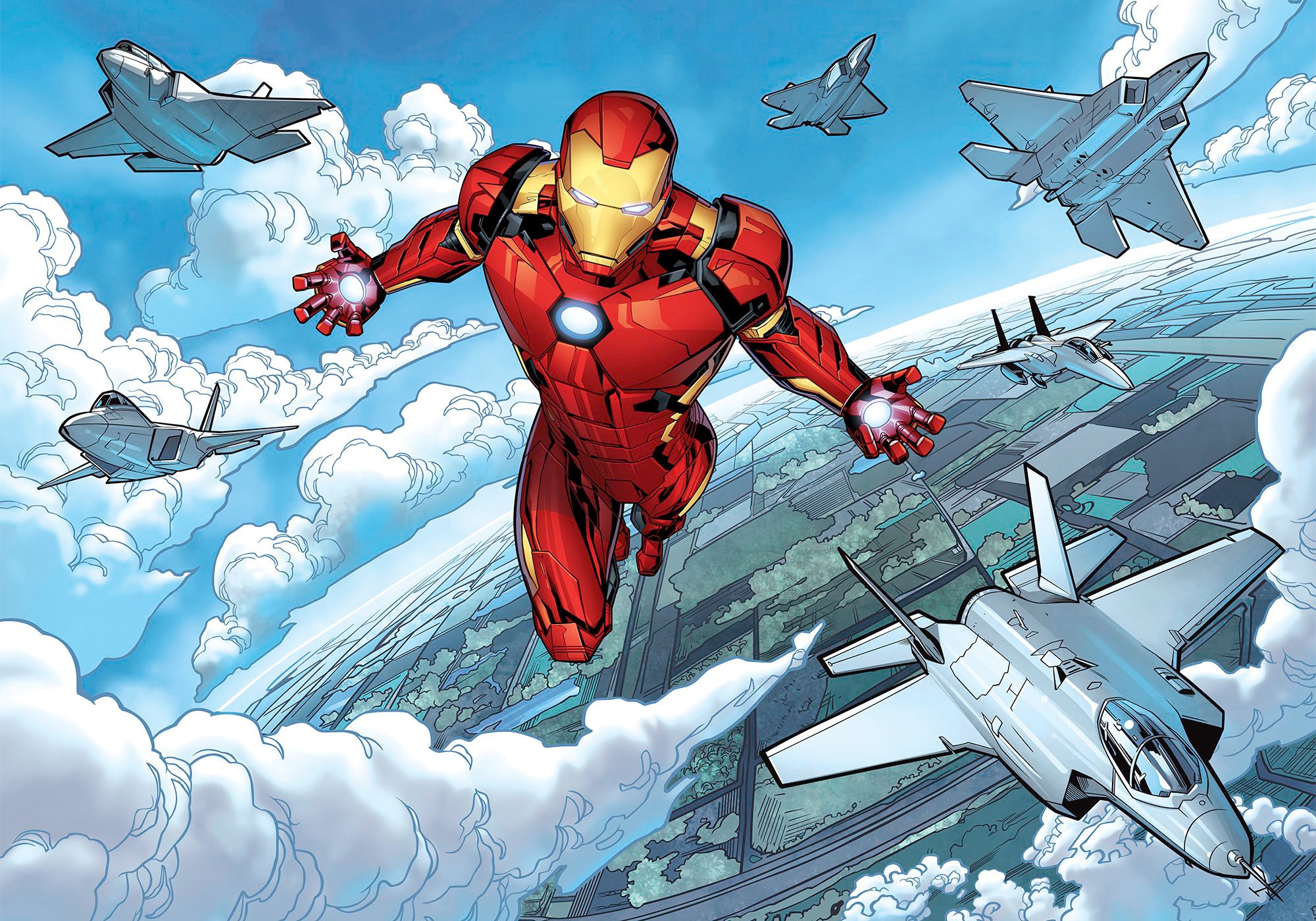 Image of Komar Vliestapete "Digitaldruck Vlies - Iron Man Flight - Grösse 400 x 280 cm" bedruckt glatt Kinderzimmer