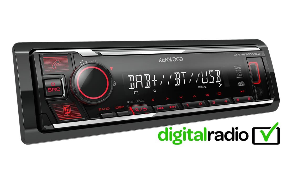 Kenwood Autoradio »KMM-BT408DAB, 1 DIN«, (Bluetooth FM-Tuner-Digitalradio (DAB+)
