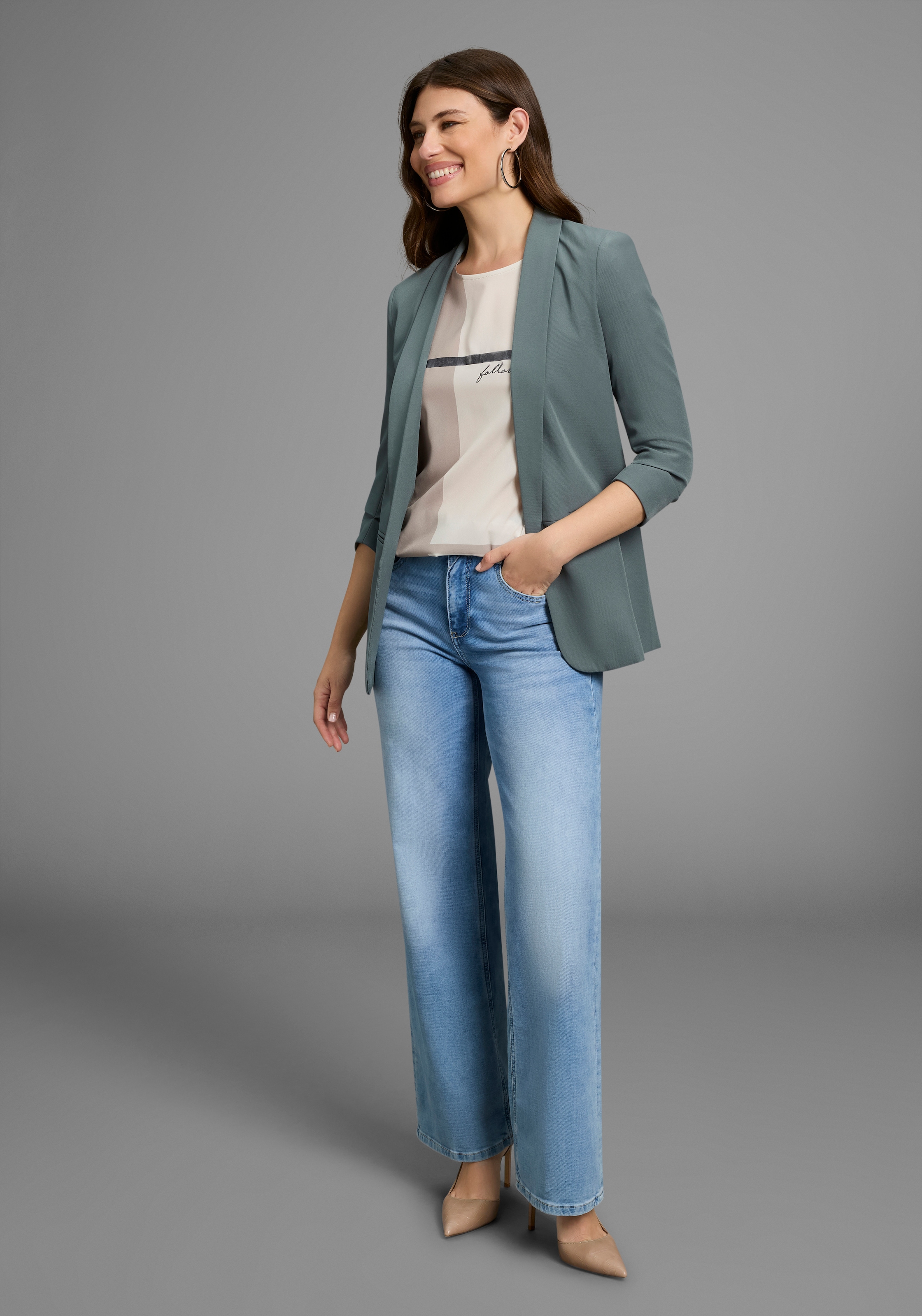 Laura Scott Shirtbluse, im Materialmix mit Folienprint - NEUE FARBEN