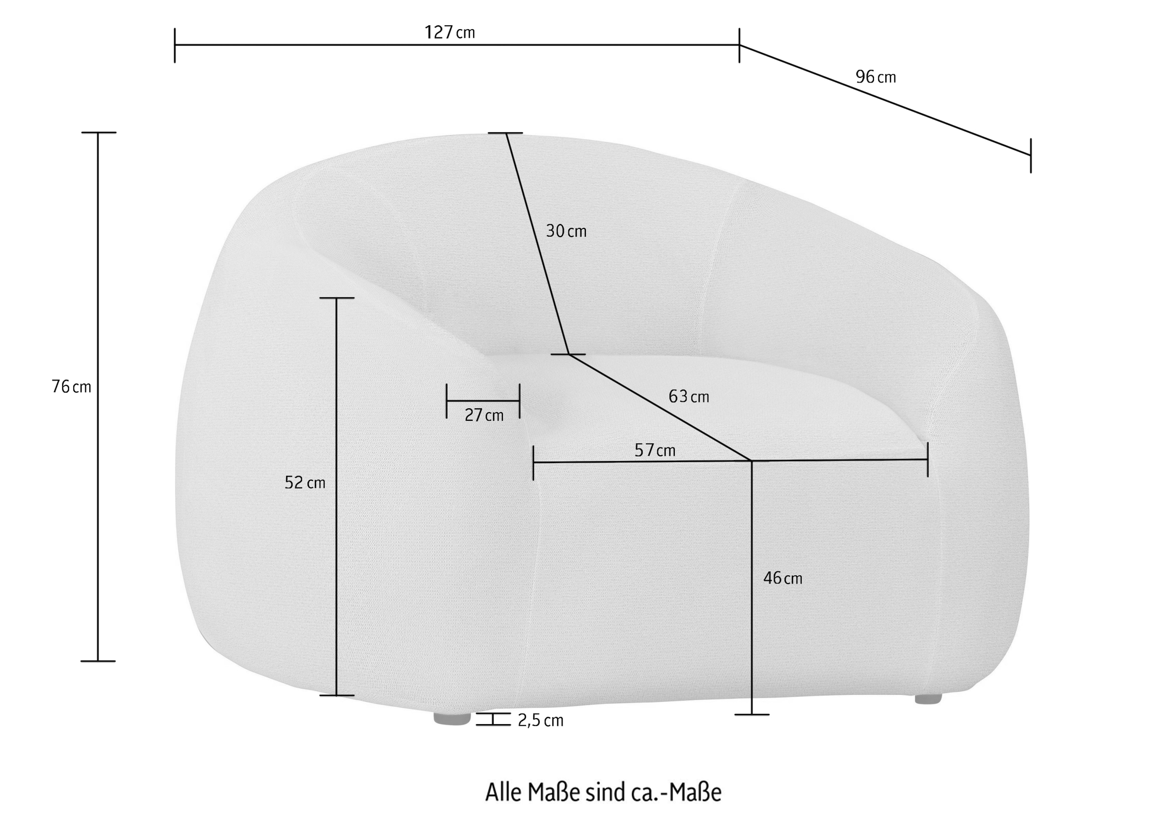 LeGer Home by Lena Gercke Sessel »YANI Relaxsessel, Loungesessel, Masse B/T/H: 127/96/76 cm« organische Form, mit Wellenunterfederung, auch in Bouclé