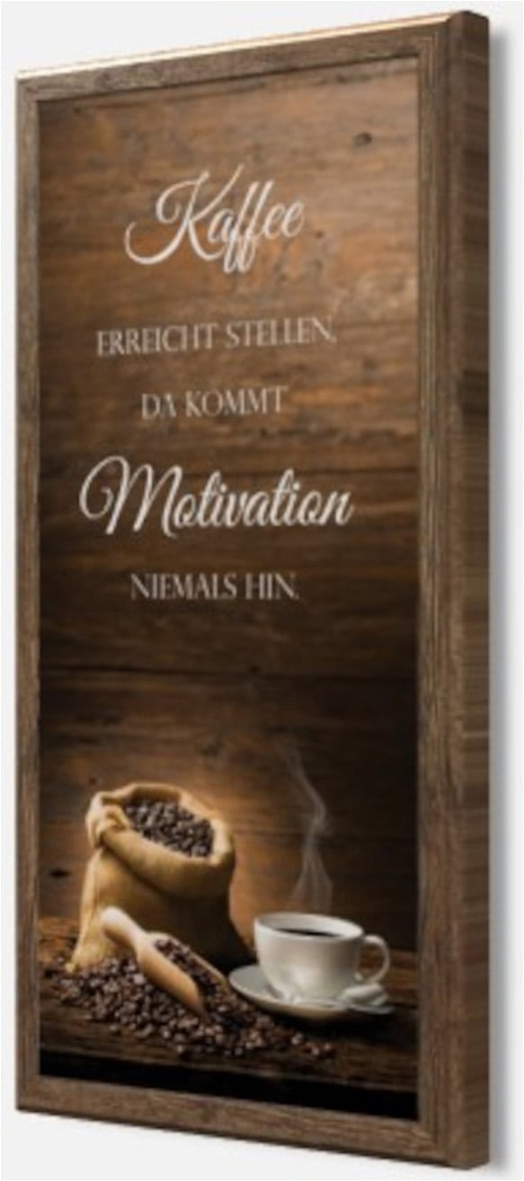 Bönninghoff Bild mit Rahmen »Wandbild gerahmt KAFFEEBEUTEL MIT SPRUCH 23x49 cm – Wanddeko« Kaffee | Kaffee Bilder | Sprüche | Sprüche & Texte 1 Stk. tlg. mit dekorativem Rahmen