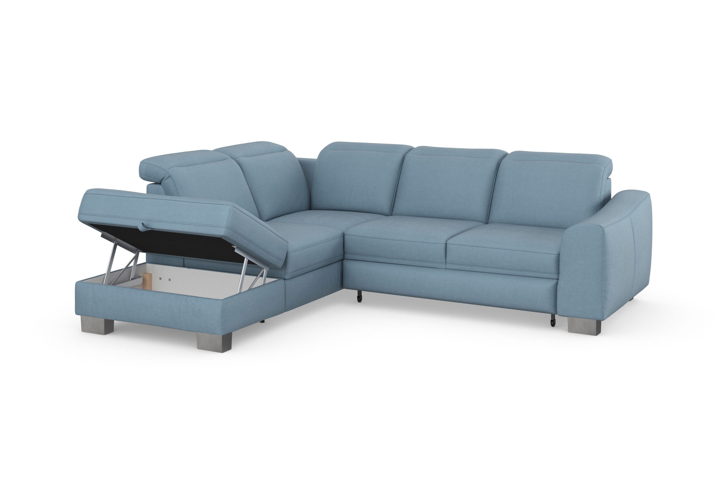 sit&more Ecksofa »Dundee L-Form«, mit Federkern und Edelstahlfüssen, wahlweise mit Kopfteilverstellung