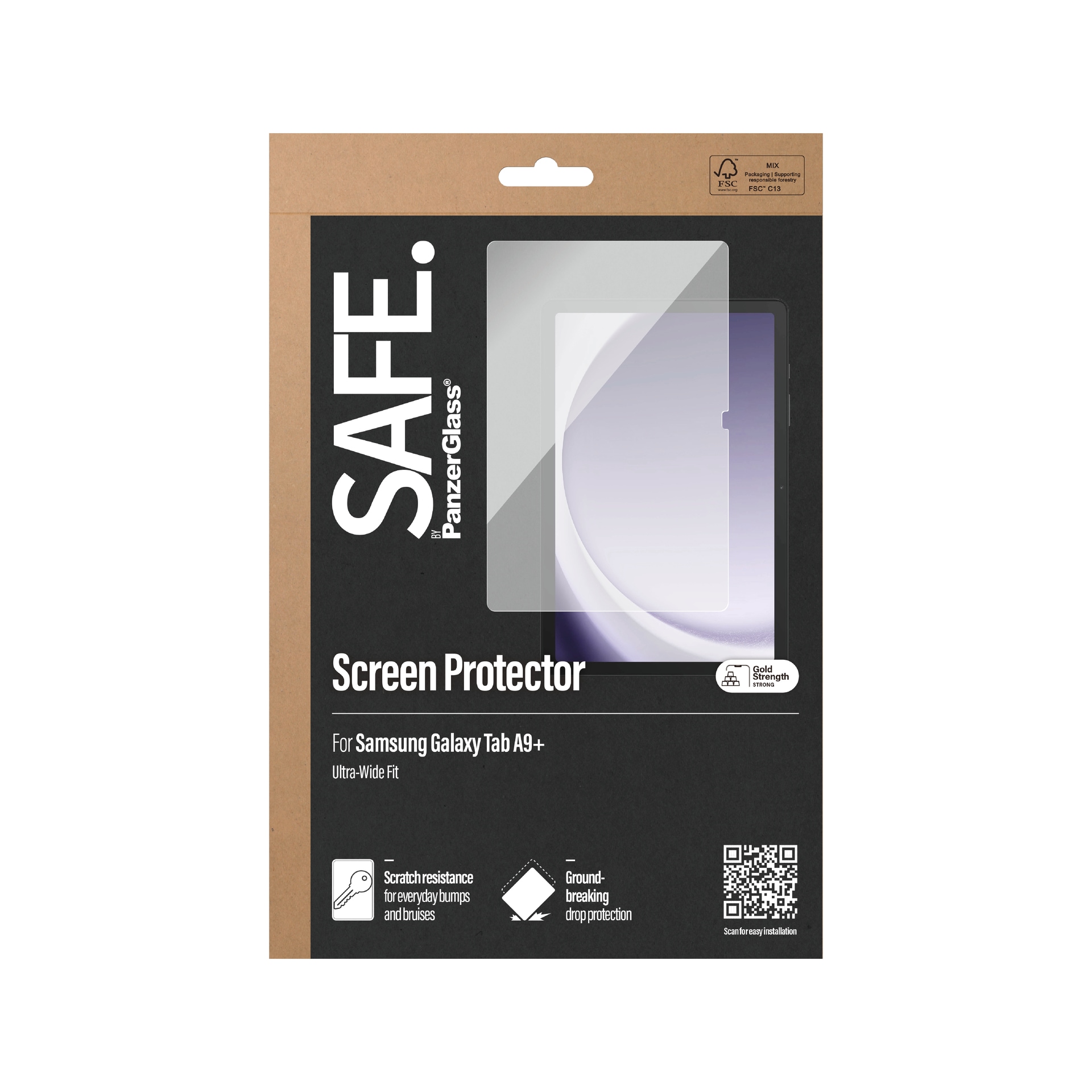 SAFE by PanzerGlass Displayschutzglas »Ultra-Wide Fit Screen Protection«, für Samsung Galaxy Tab A9 Plus, Displayschutzfolie, Schutzfolie, Bildschirmschutz, kratz- & stossfest