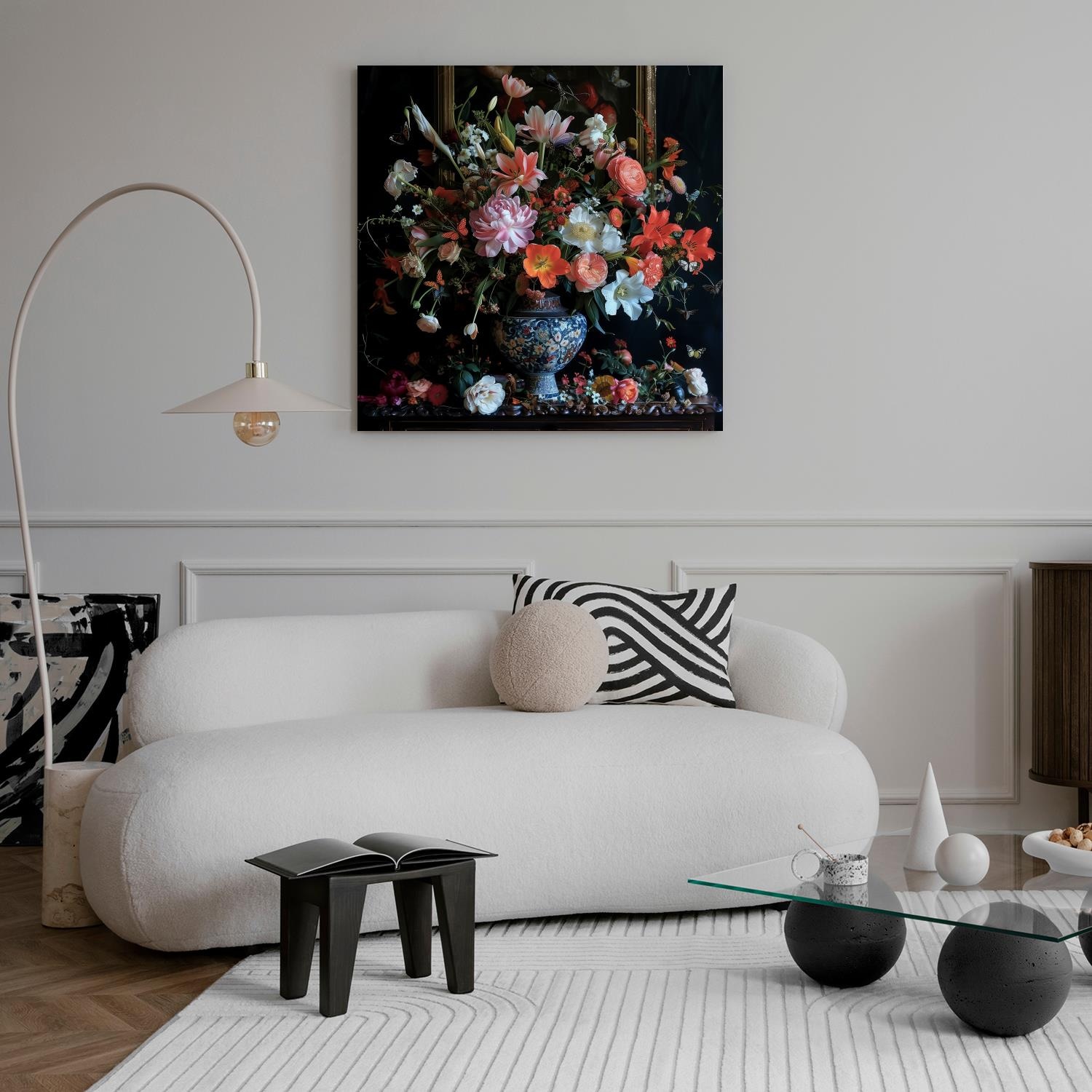 queence Leinwandbild »Blumenstrauss« Blumen | Blumenbilder | Gemälde | Kunst | Pflanzen | Pflanzenbilder | Romantisch | Stillleben | Vasen | Vasen & Töpfe 1 Stk. tlg. Premium-Leinwandstoff, Handarbeit aus Deutschland