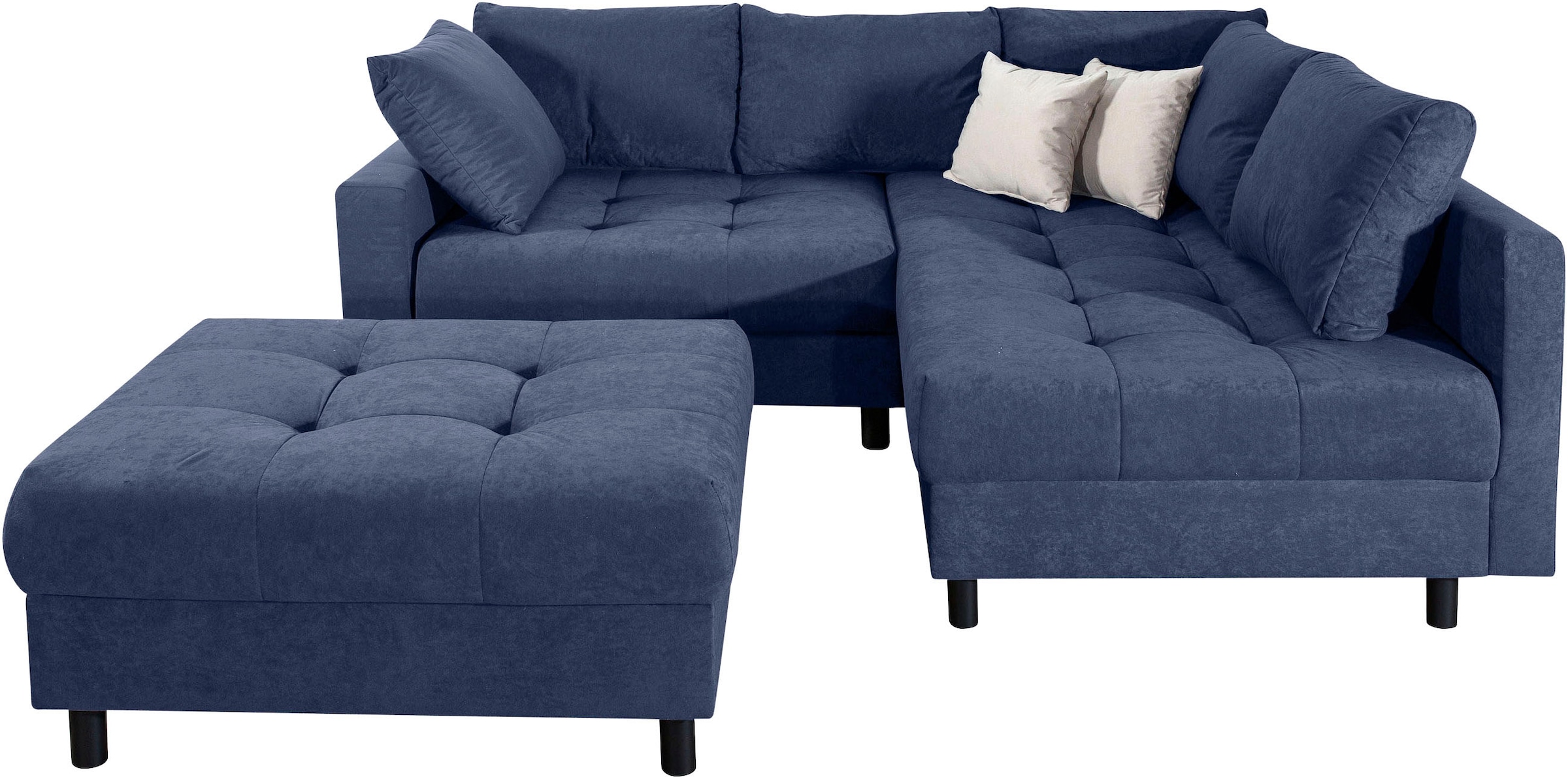 COLLECTION AB Ecksofa »Toni L-Form, B: 215 cm« mit Hocker & 2 Zierkissen, Federkern