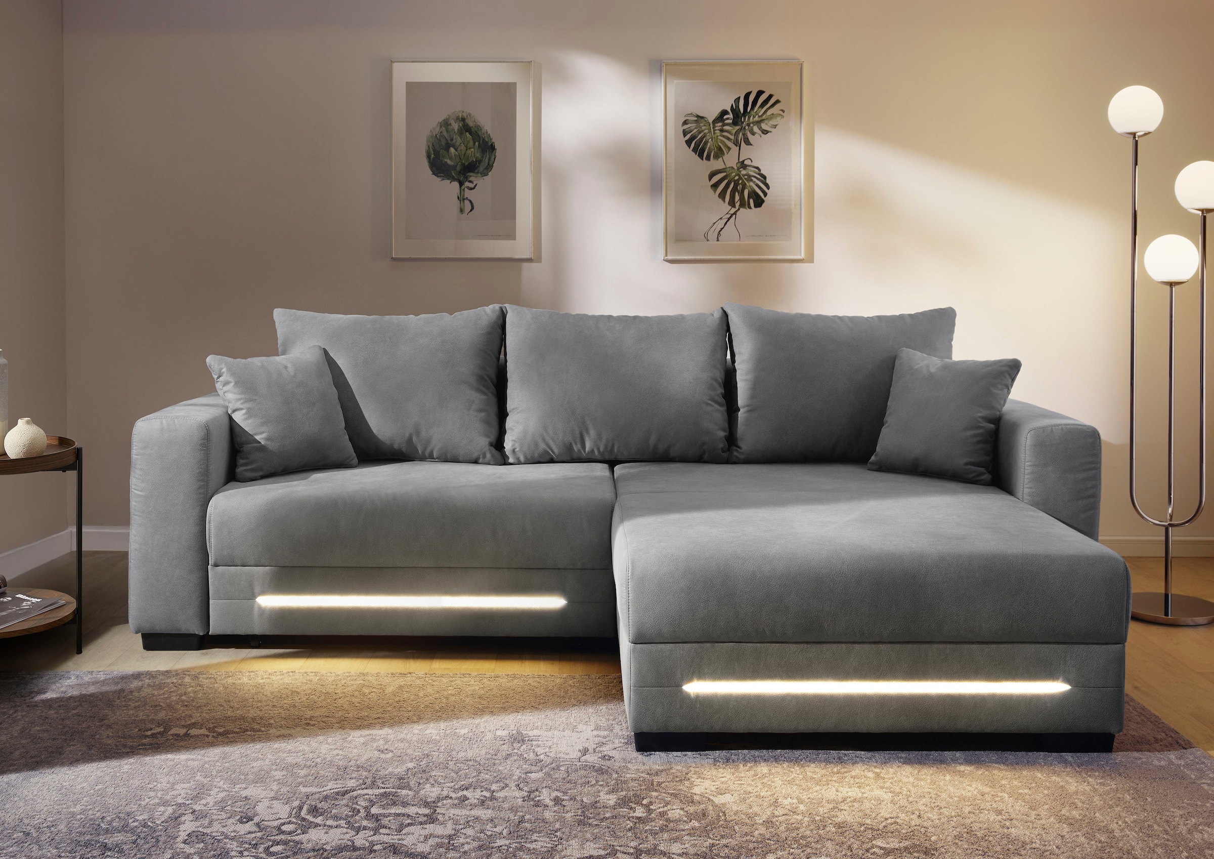 Image of Jockenhöfer Gruppe Ecksofa "Spotlight XL L-Form, B: 261 cm" mit Schlaffunktion, Bettkasten, Licht & 2 Zierkissen