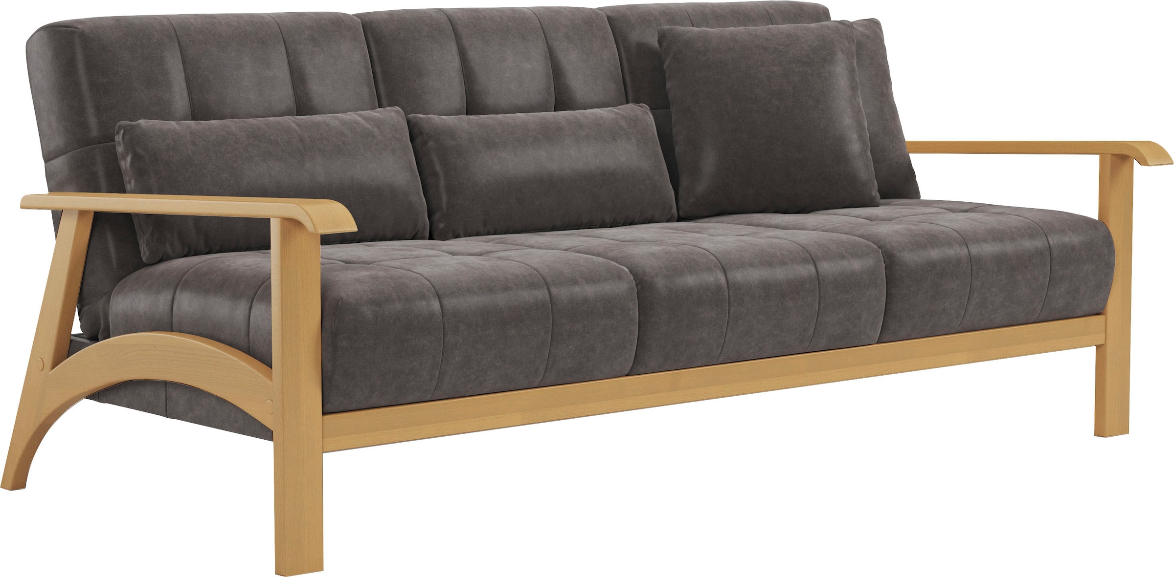 sit&more 3-Sitzer »Billund«, Armlehnen aus eichefarbigem Buchenholz, verschiedene Bezüge und Farben