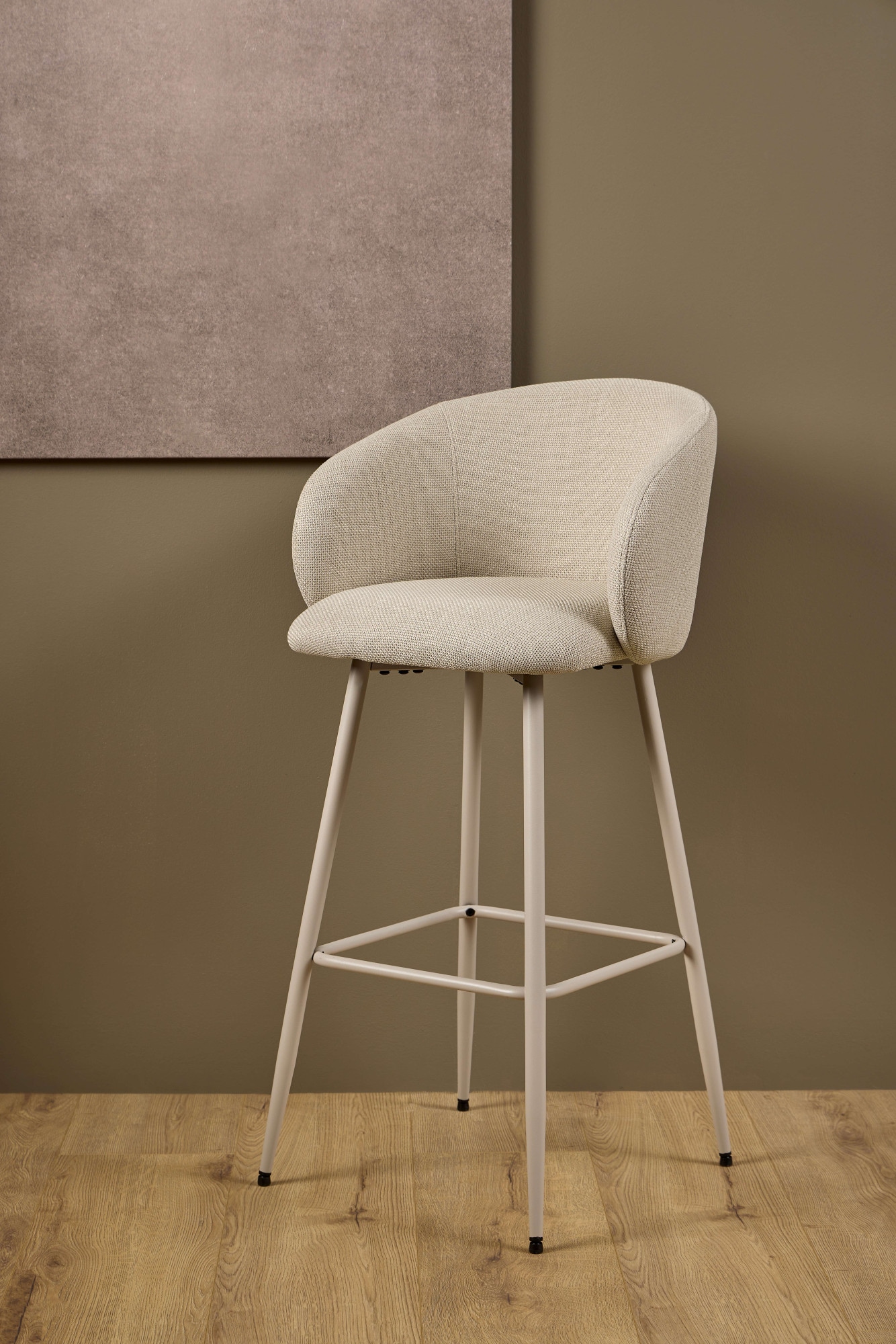 Image of ACTONA GROUP Barhocker "Eleanor" Set, 2 Stk. tlg. Barhocker, Basel beige, Gestell grau rau, 2 Stk