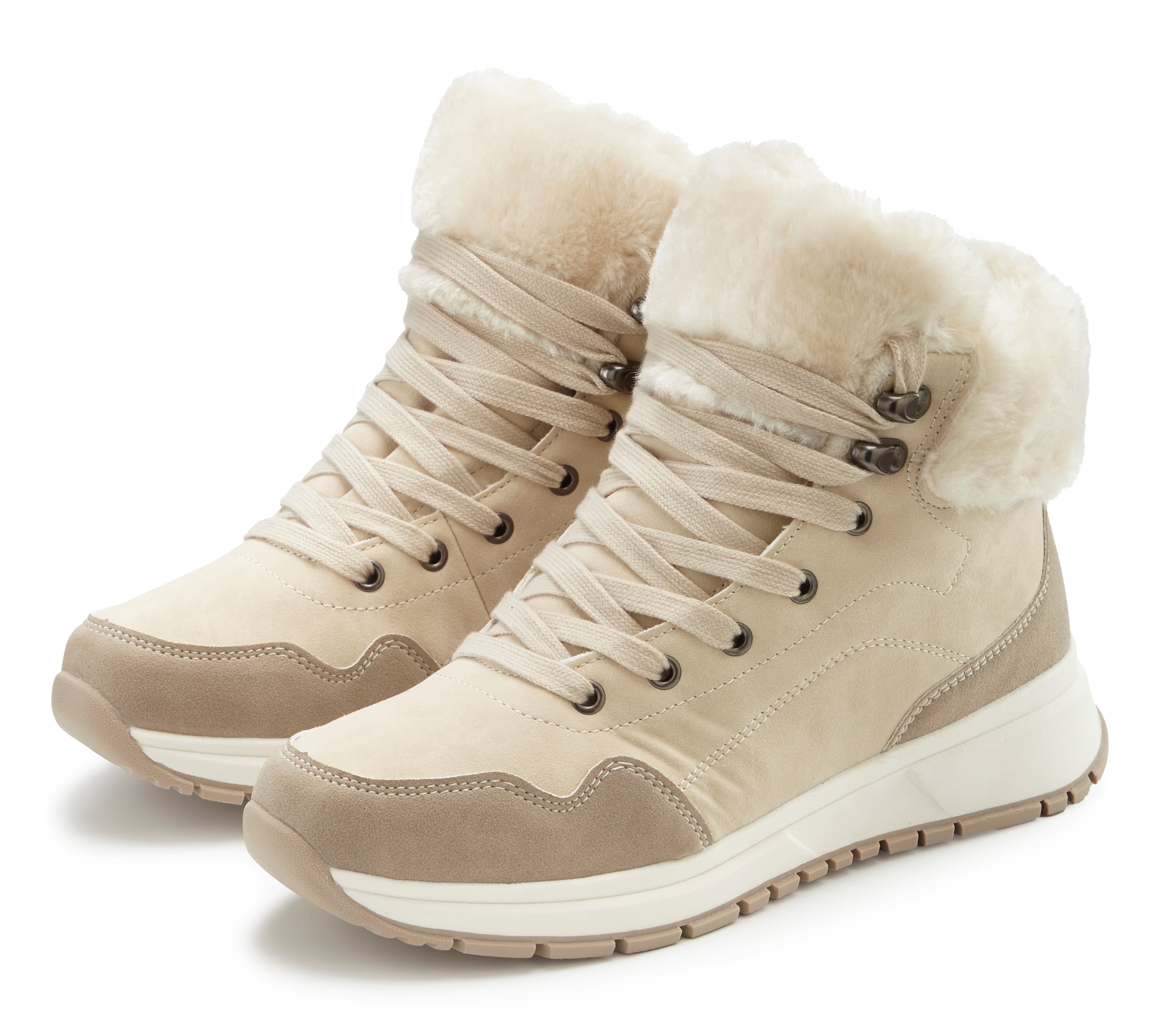 Image of LASCANA Winterstiefelette "High Top Sneaker, Schnürschuh, Boots, Stiefelette" aus wasserabweisendem Material mit Warmfutter VEGAN