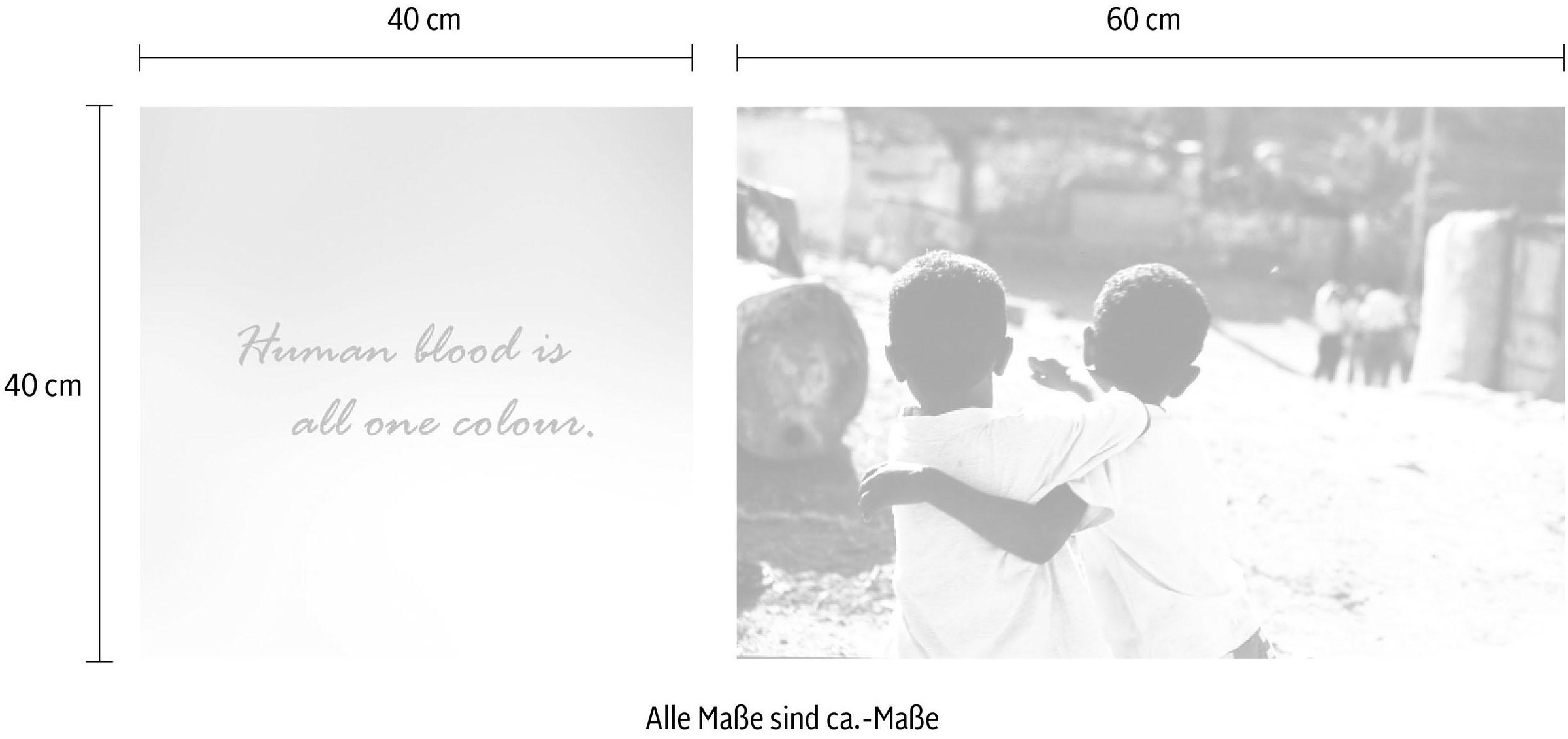 queence Tableau sur toile »Blood« Set,  Premium-Leinwandstoff, Handarbeit aus Deutschland, Spruch, 2er Set