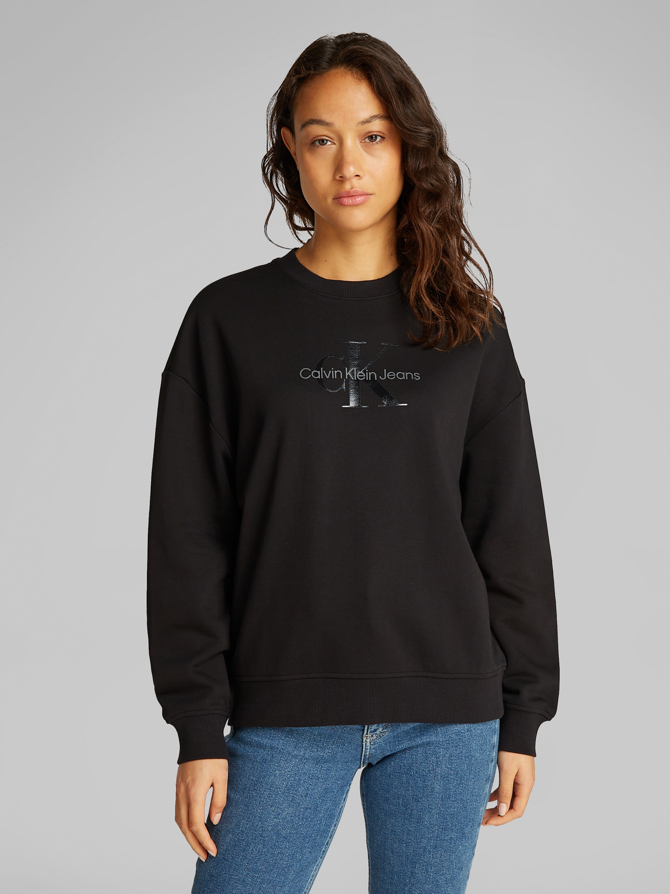 Calvin Klein Jeans Sweatshirt »GLOSSY MONOLOGO REGULAR CREWNECK«, mit Logodruck