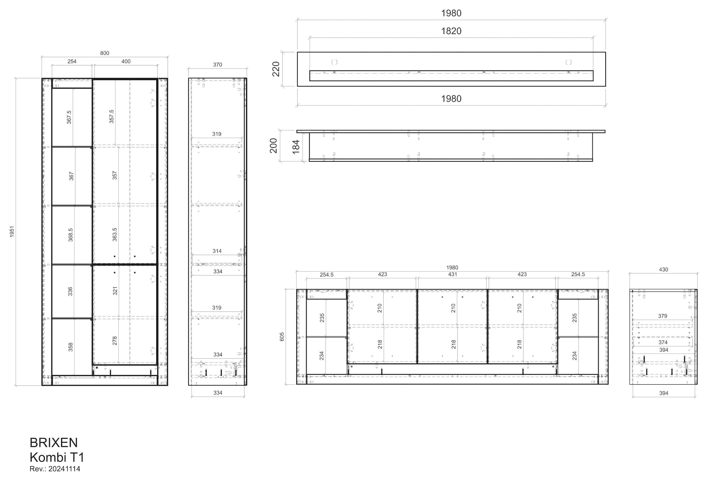 INOSIGN Wohnwand »Brixen, moderne Anbauwand, Wohnzimmer-Set, Eiche Evoke Dekor mit Weiss«, (Set, 3 St.), enthält Stauraumelement, Lowboard und Wandboard