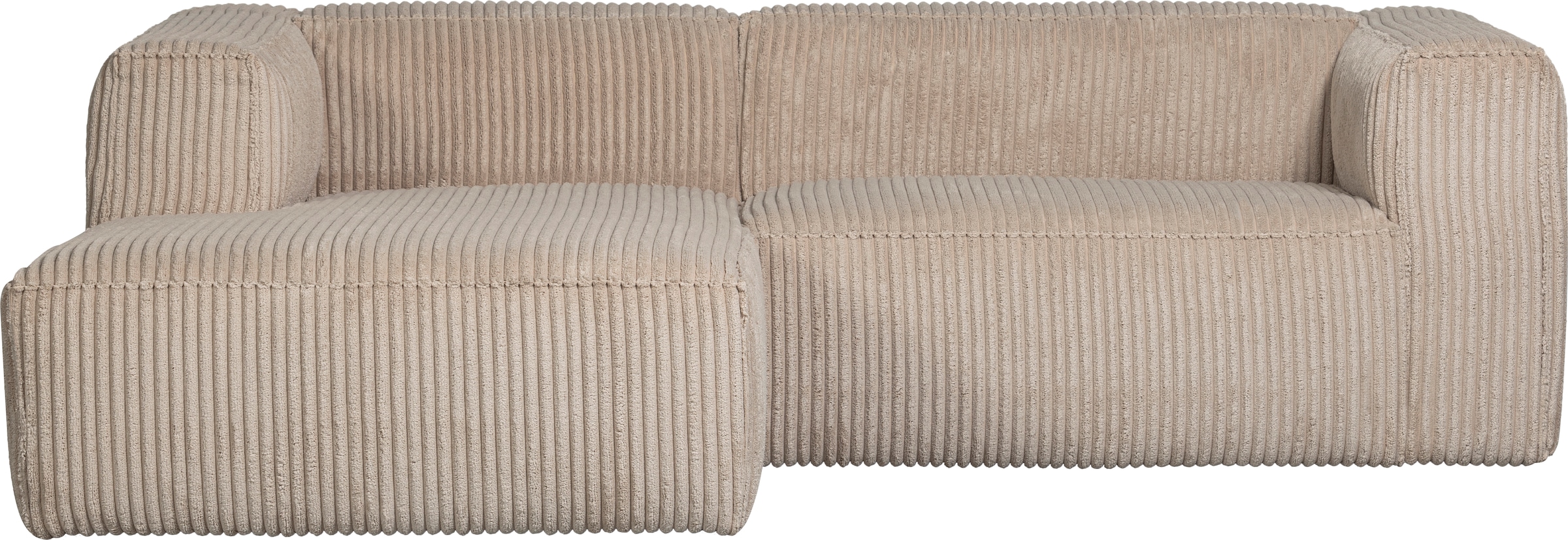 WOOOD Canapé d'angle »Bean Ripsbezug vollständig bezogen, H 73 x B 254 x T 175 cm« gauche, capacité de charge 100 kg par siège, bonne résistance à l'usure