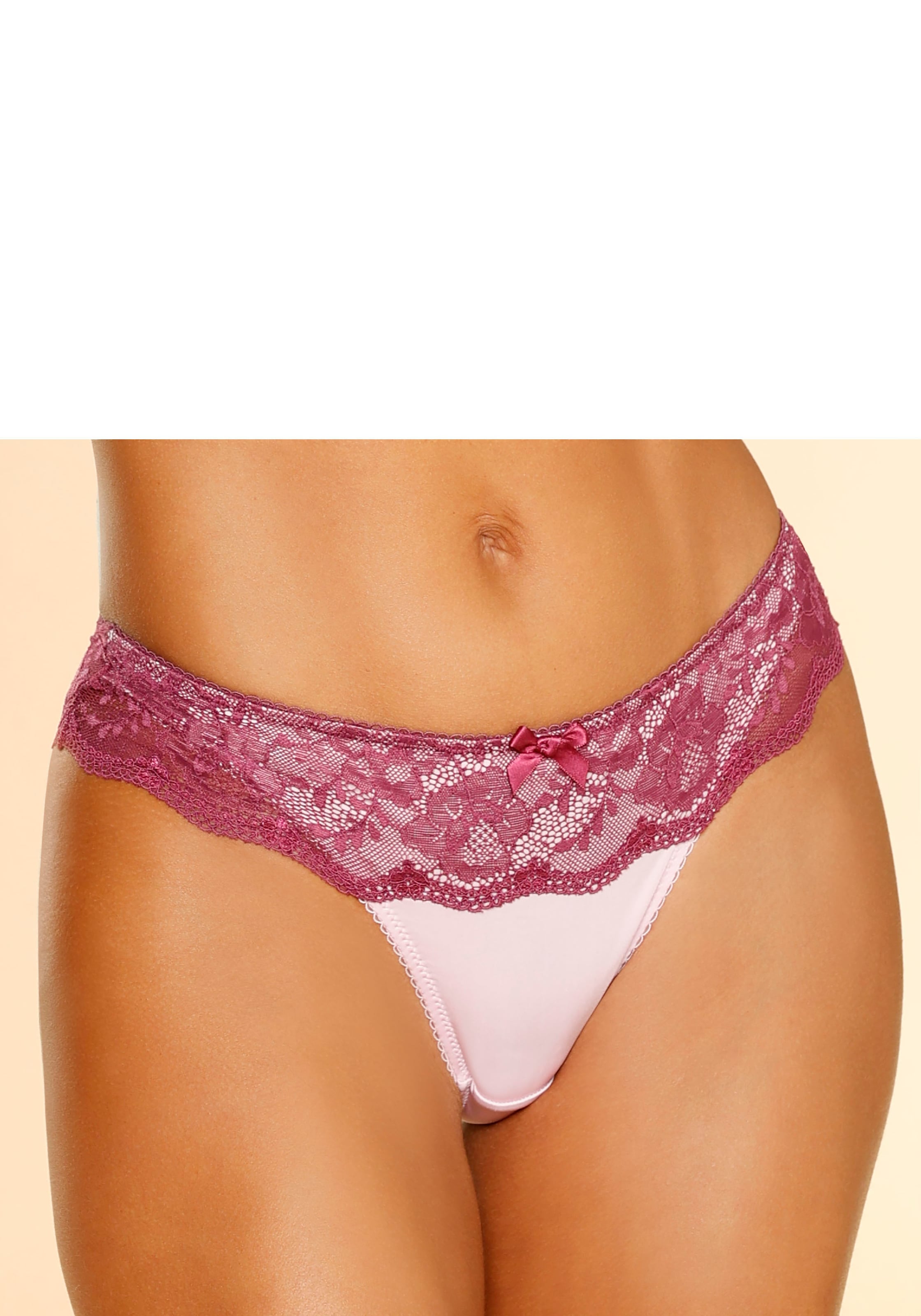 LASCANA String, mit breitem Bund aus blumiger Spitze, Dessous