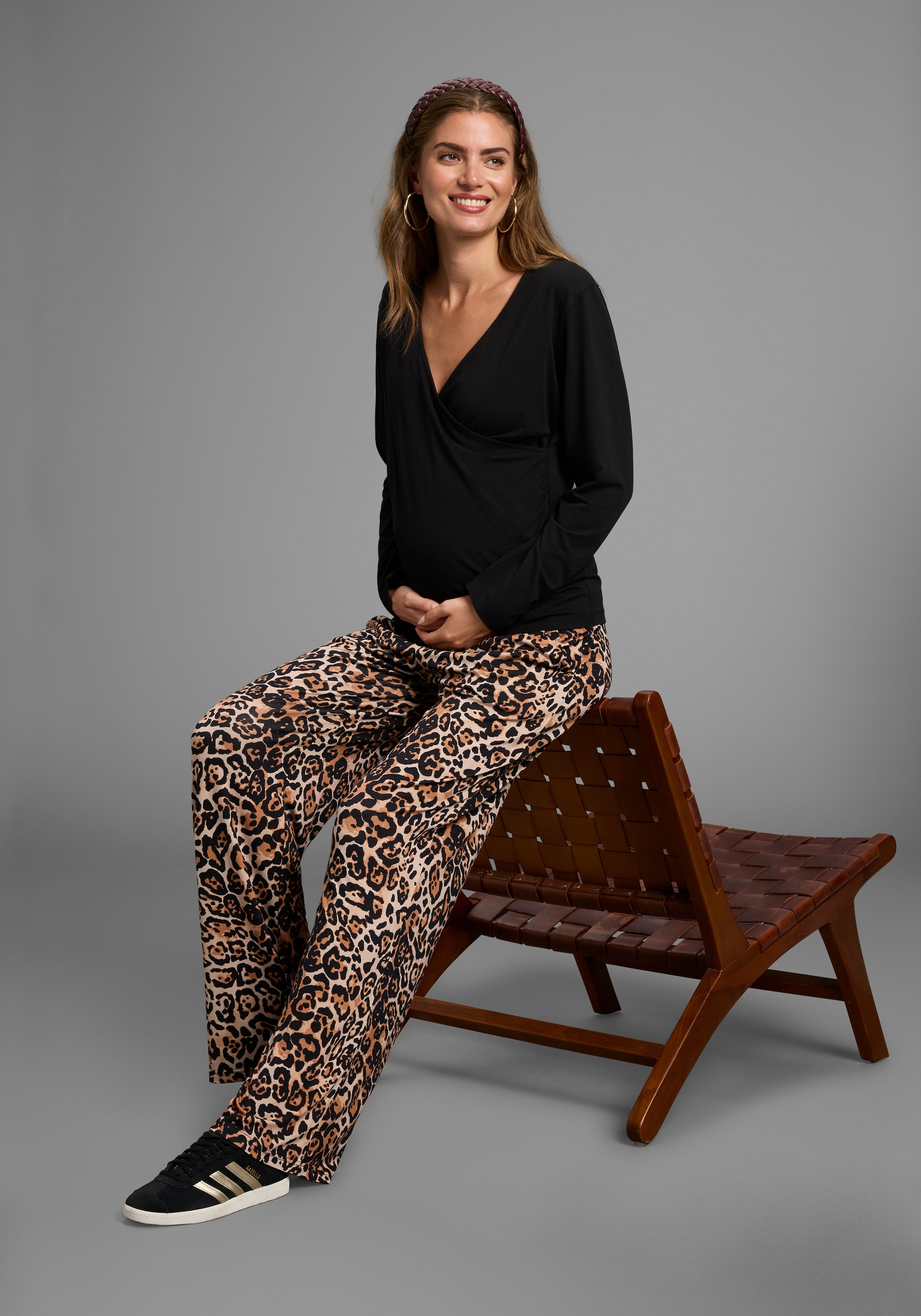 Neun Monate Umstandshose »Umstandshose in Leodesign«, Umstands-Hose mit weitem Bein