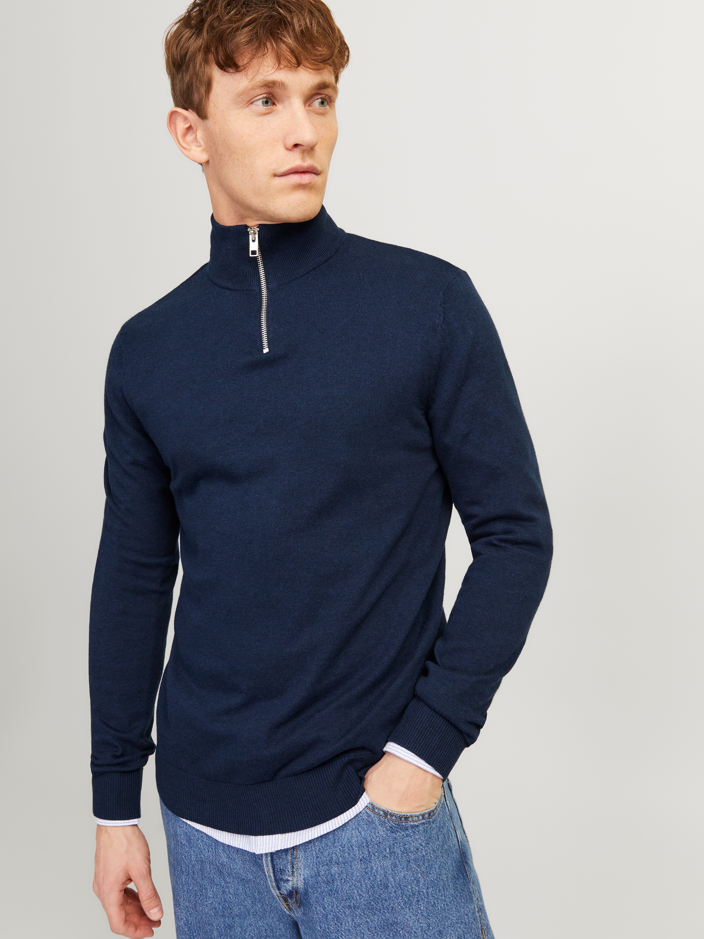 Jack & Jones Troyer »JJEEMIL KNIT HALF ZIP NOOS« Baumwollmischung, regular fit