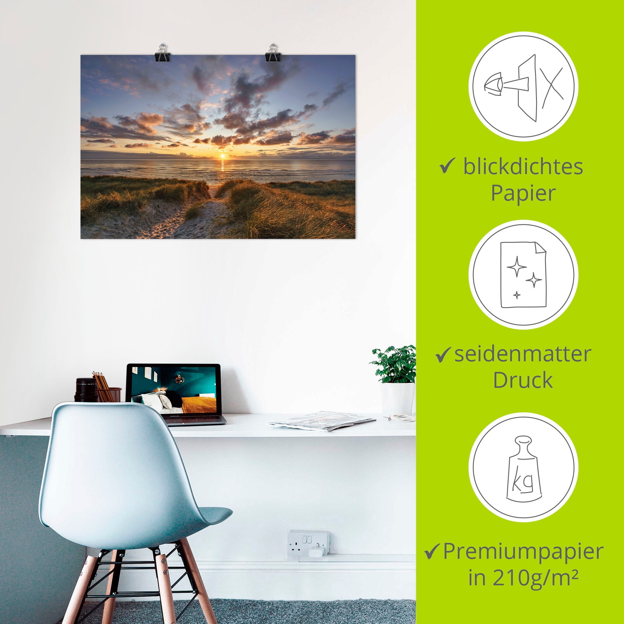 Artland Wandbild »Sonnenuntergang auf Sylt«, Bilder vom Sonnenuntergang & -aufgang, (1 St.), als Leinwandbild, Poster in verschied. Grössen