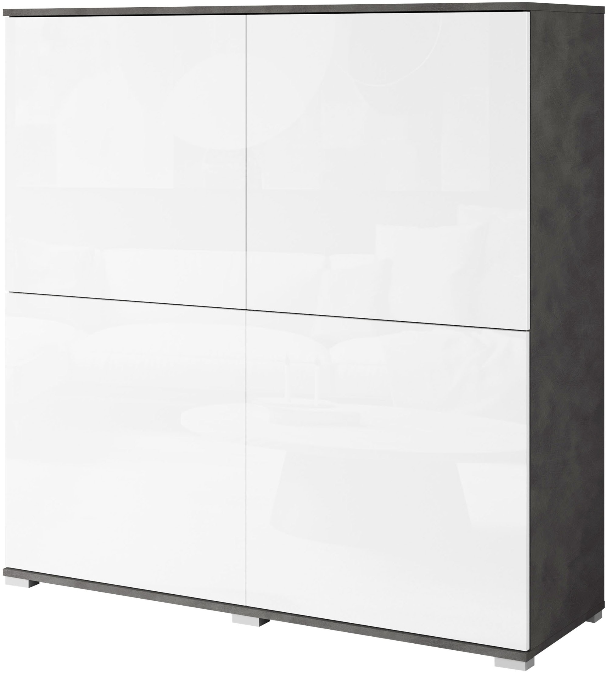 GOODproduct Highboard »Kenia, moderne grifflose Hochkommode mit 4 Türen, Breite 120 cm« 1 Stk. tlg. Push-to-Open-Fronten, höhenverstellbaren Einlegeböden