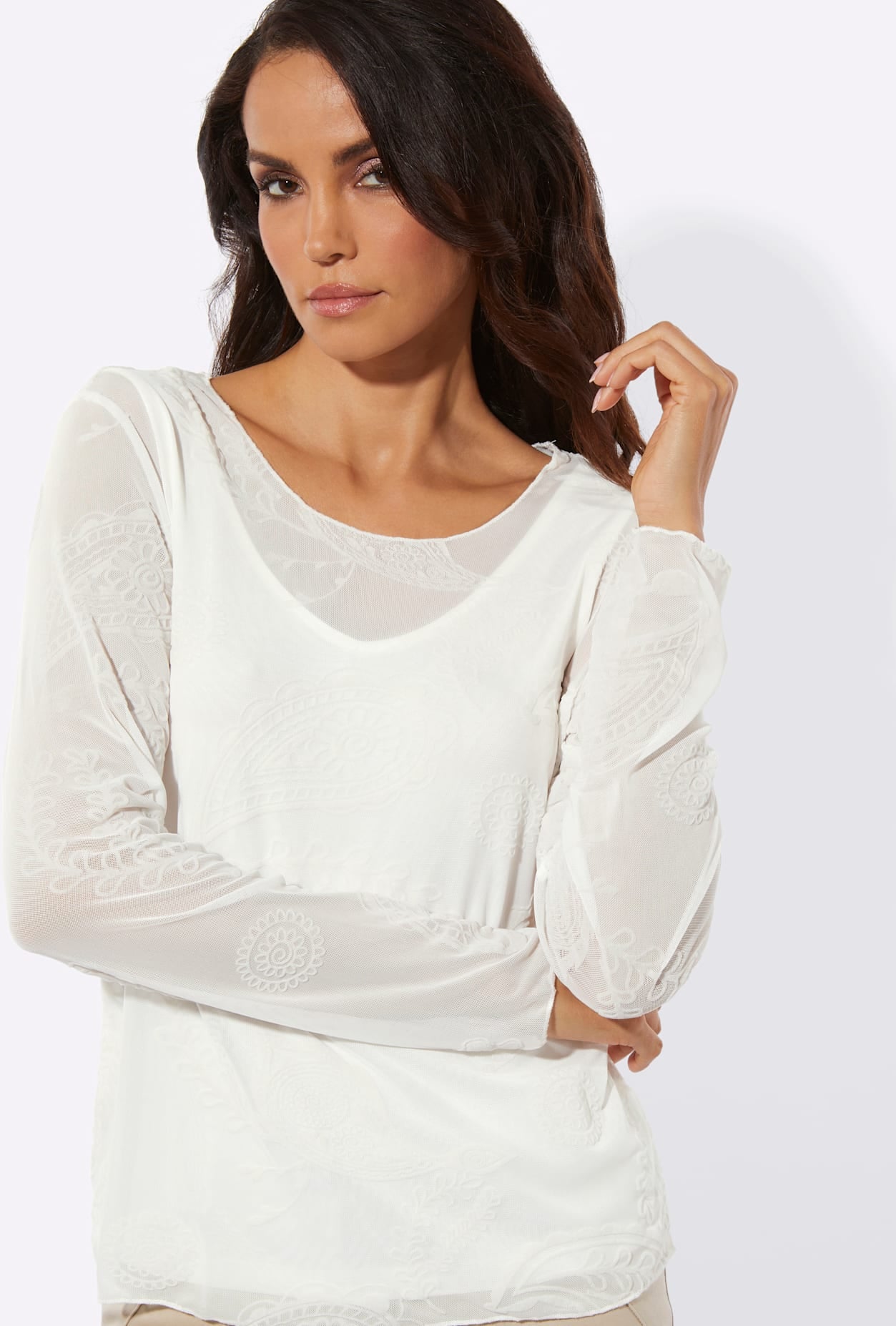 creation L Langarmshirt »Mesh-Shirt« 1 tlg.