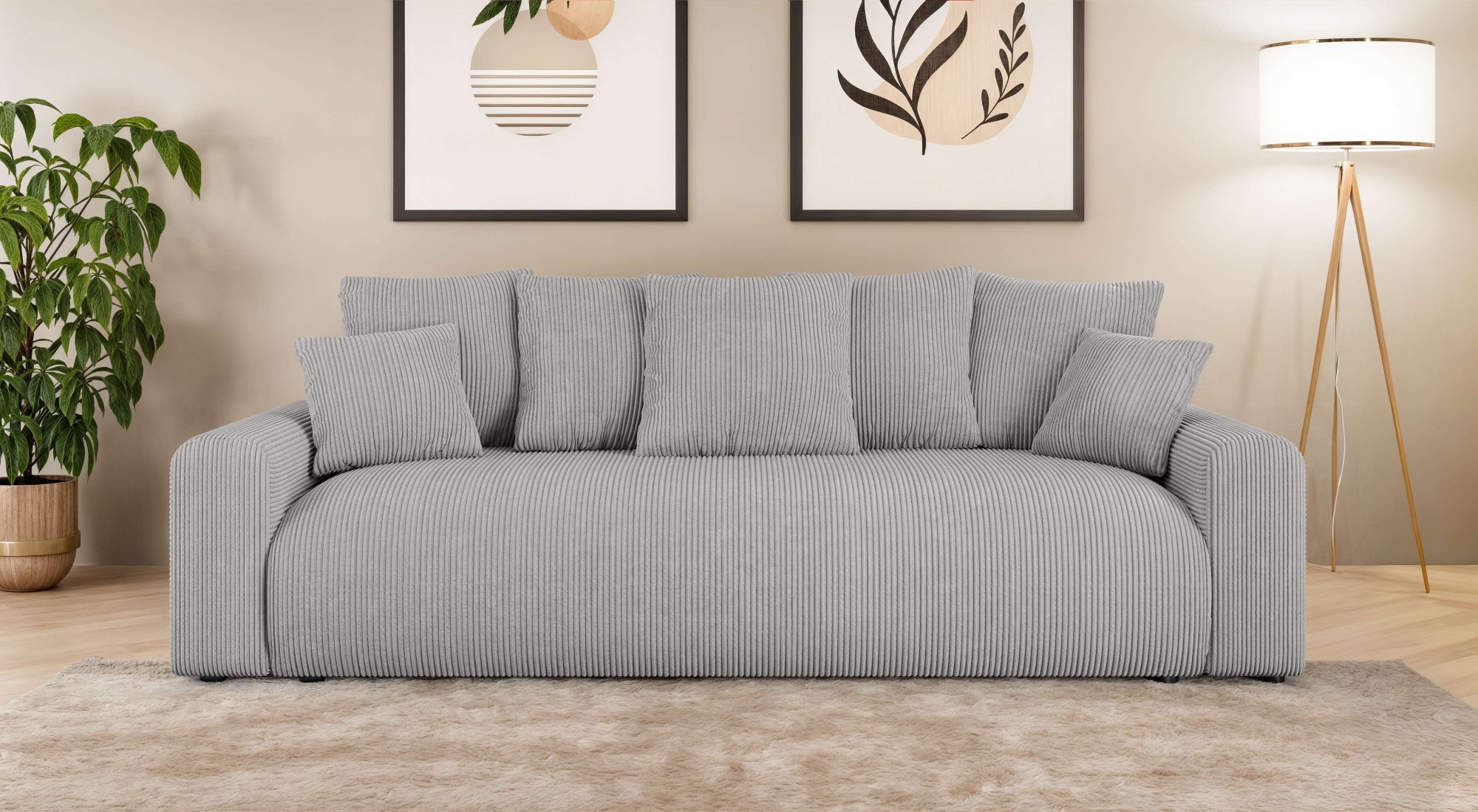 Home affaire Big-Sofa »LAKESIDE klein 3-Sitzer Schlafsofa mit Bettkasten, Breite 238 cm« Liegefläche 149x195 cm, hoher Sitzkomfort, Masse B/T/H: 238/98/85cm