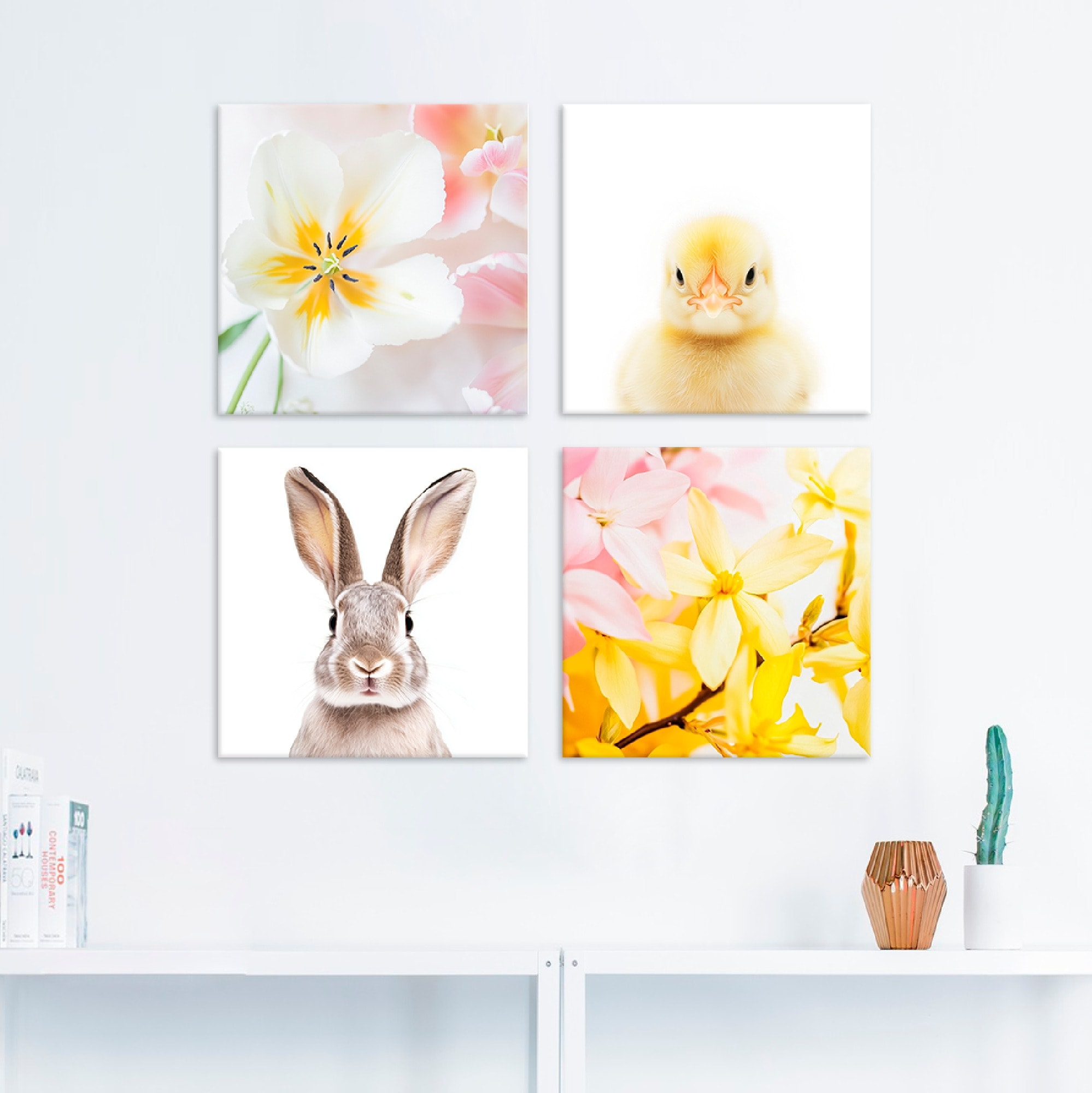 Artland Leinwandbild »Ostergrüsse« Set, 4 Stk. tlg. in verschiedenen Grössen erhältlich