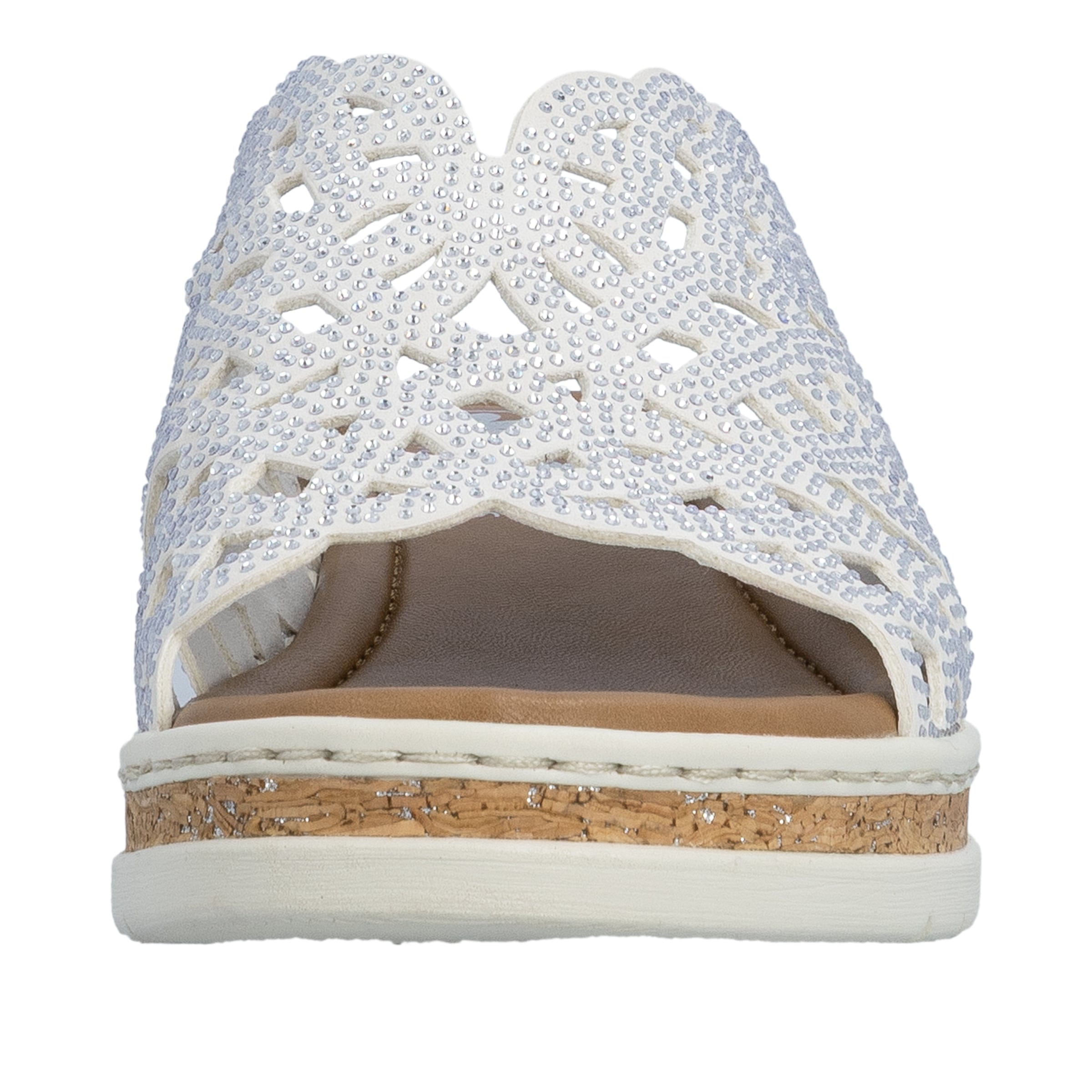 Rieker Pantolette  chaussure d'été, chausson, talon compensé, avec pierres scintillantes