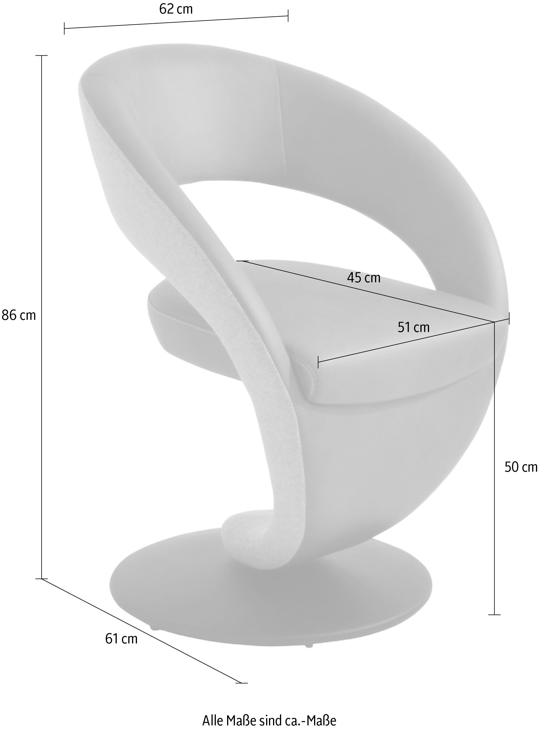 K+W Komfort & Wohnen Chaise de salle à manger »Wave, Drehstuhl, Polsterstuhl« () fauteuil design pivotant, plateau tournant métal noir, combinaison de couleurs