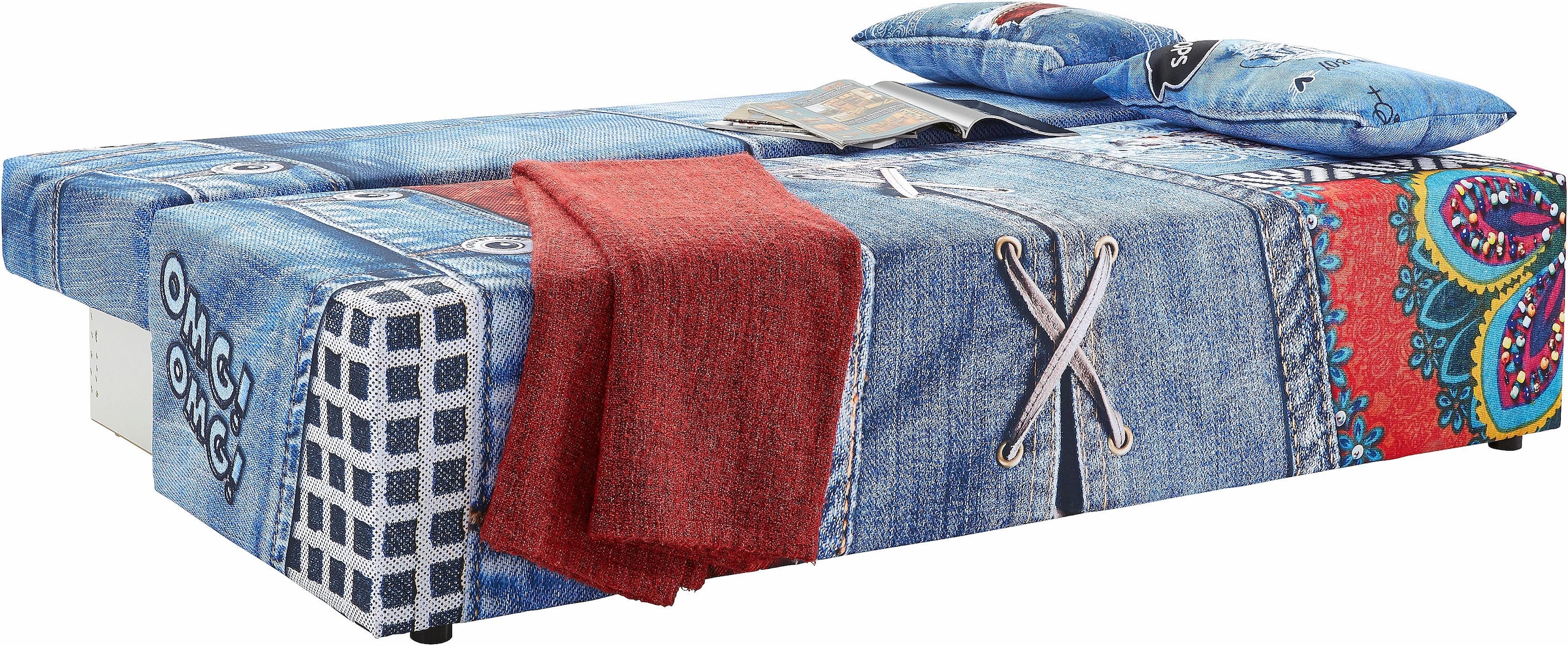 exxpo - sofa fashion Schlafsofa »Extravagantes Sofa für Individualisten mit Bettfunktion und Bettkasten«, in aussergewöhnlichen Bezugsvarianten, Solitärmöbel