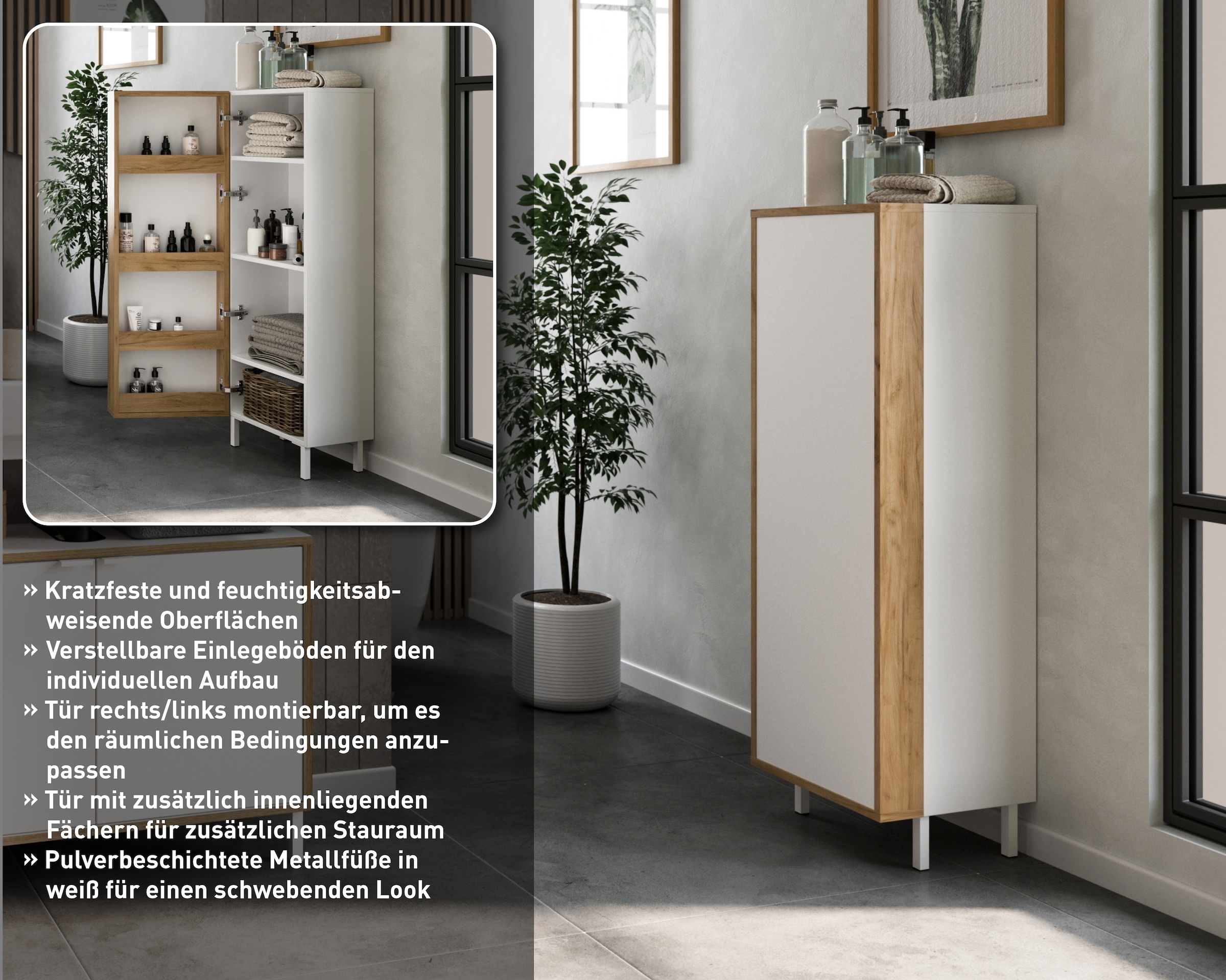 GERMANIA Armoire intermédiaire »GW-Topeka« 1 cuis tlg. rechts/links montierbar, Tür innen mit Regalfächern, Höhe 120 cm