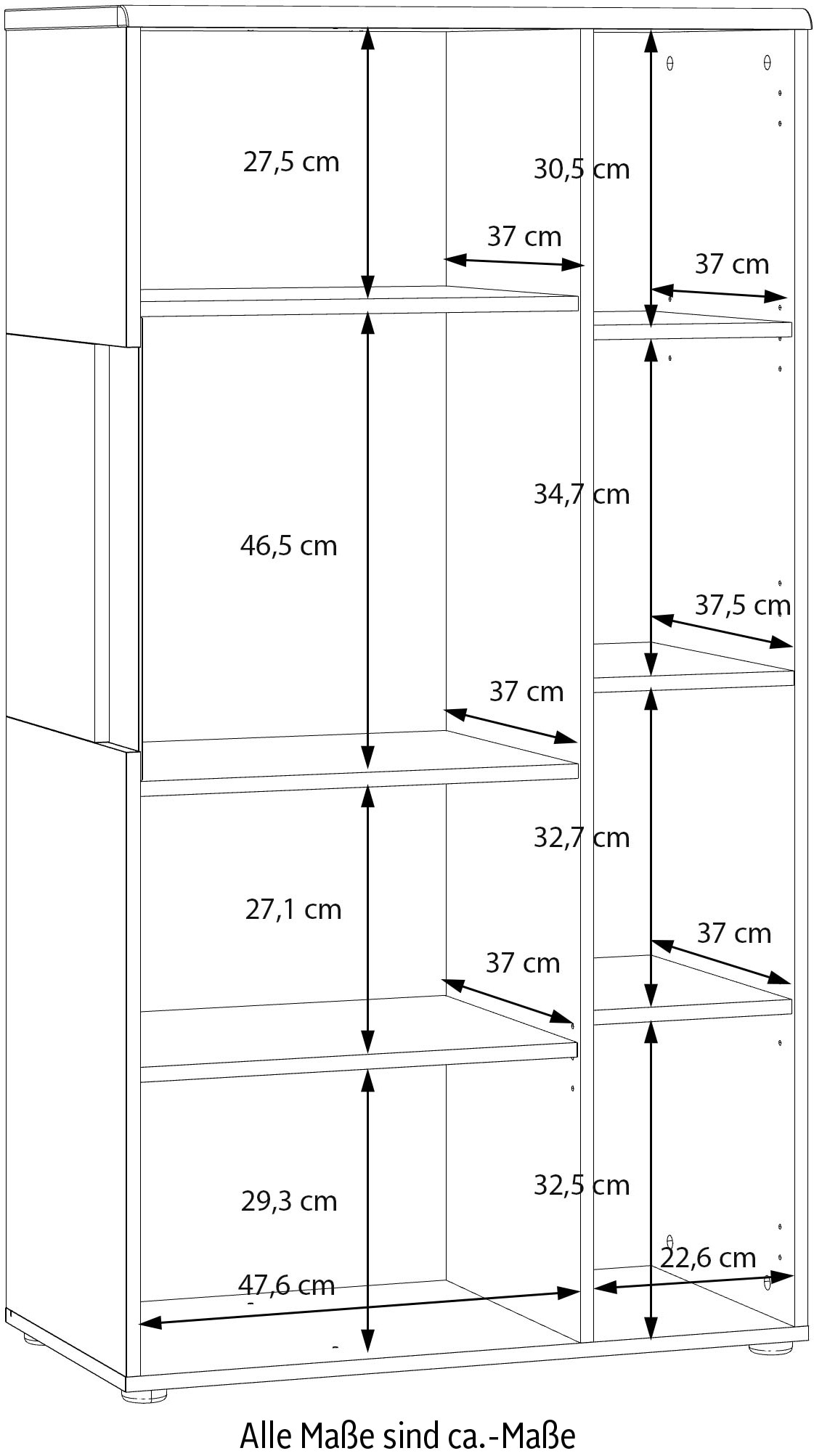 FORTE Vitrine »Akinori« B/H/T 75,1/140/41,8 cm,  Highboardvitrine, Glastüre , Soft Close, MDF Front