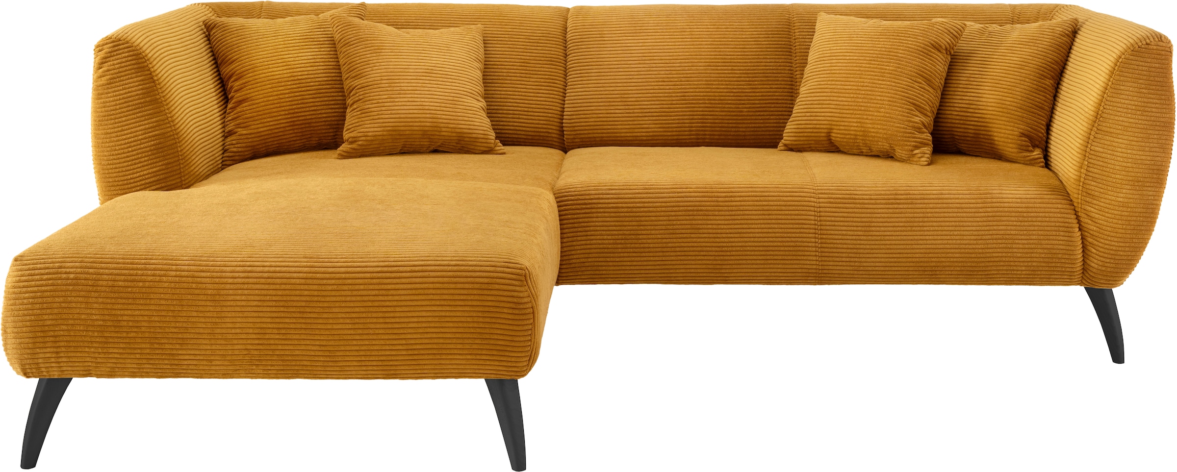 INOSIGN Ecksofa »Colori L-Form«, Holzfussfarbe wählbar, inkl. 4x Zierkissen