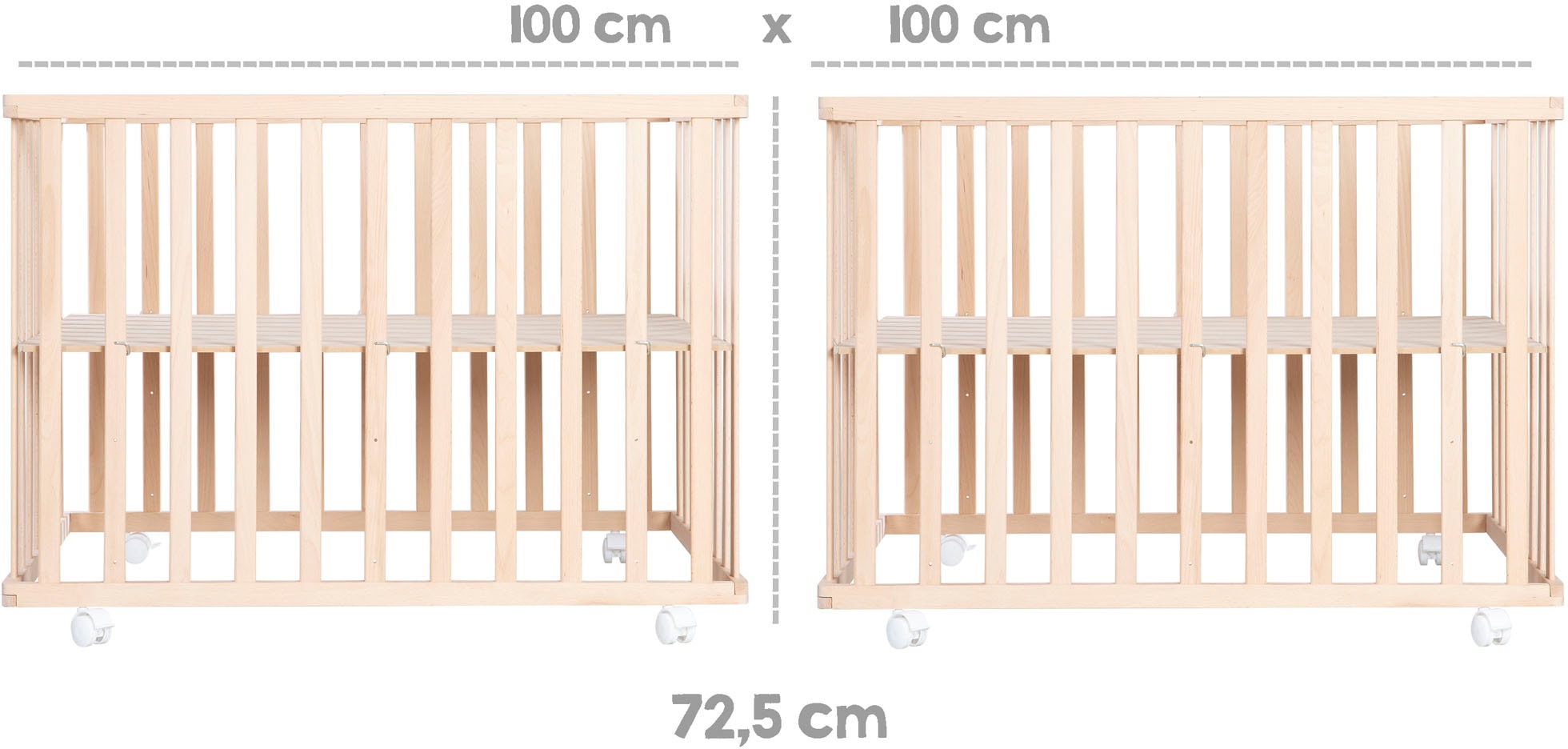 roba® Laufgitter »Little Stars, 100x100 cm, natur«, bis 15 kg, mit Stoffeinlage und Nestchen; höhenverstellbar