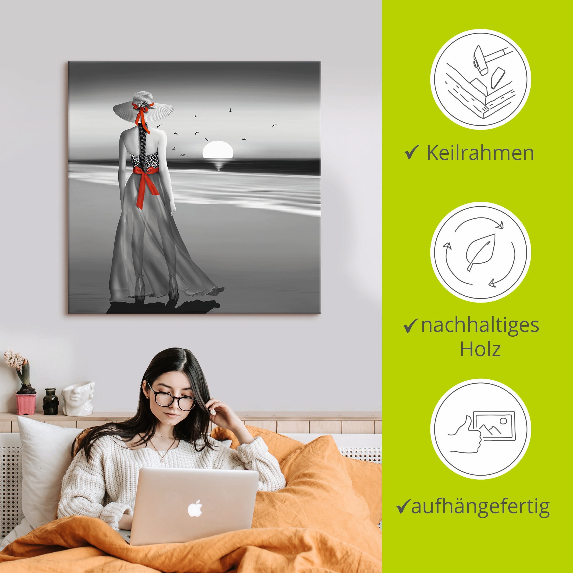 Artland Fresque murale »Ein Blick zurück aufs Meer« 1 cuis tlg. als Alubild, Outdoorbild, Leinwandbild, Poster, Wandaufkleber