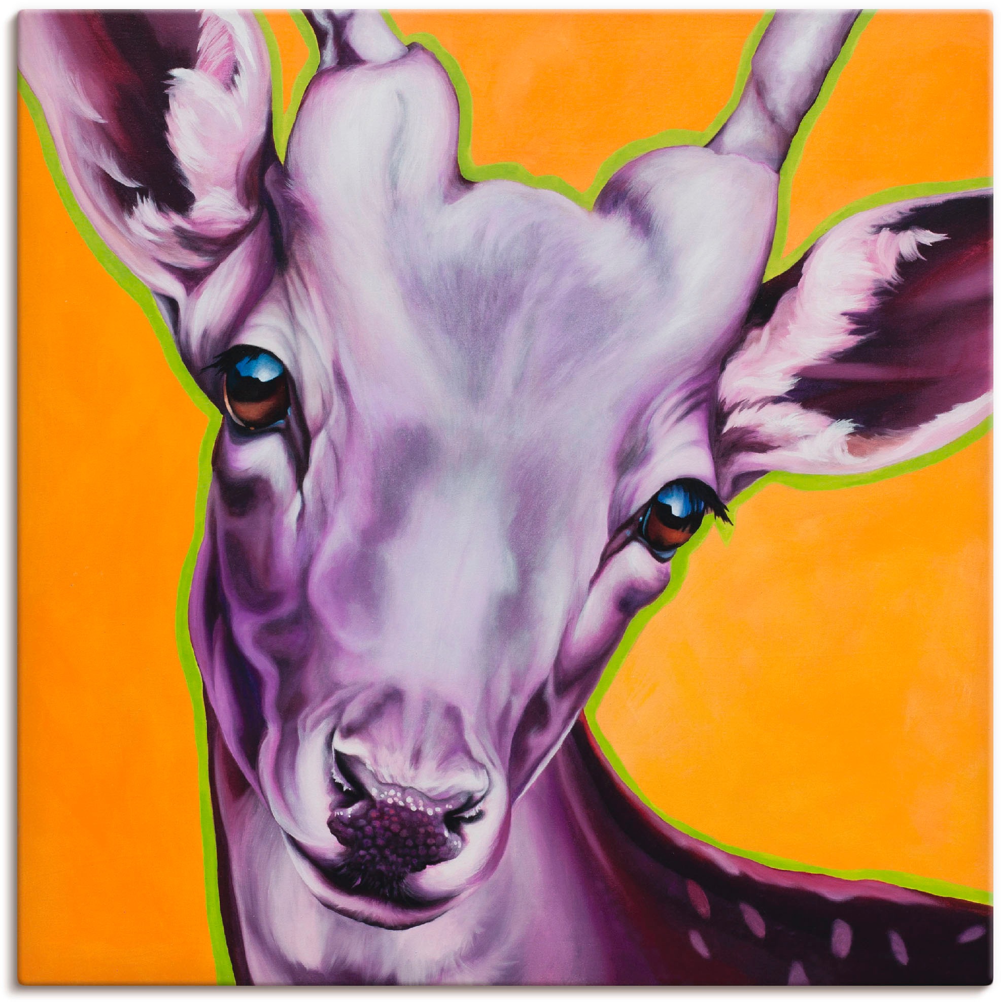 Image of Artland Wandbild »Reh orange«, Wildtiere, (1 St.), in vielen Grössen & Produktarten -Leinwandbild, Poster, Wandaufkleber / Wandtattoo auch für Badezimmer geeignet bei Ackermann Versand Schweiz