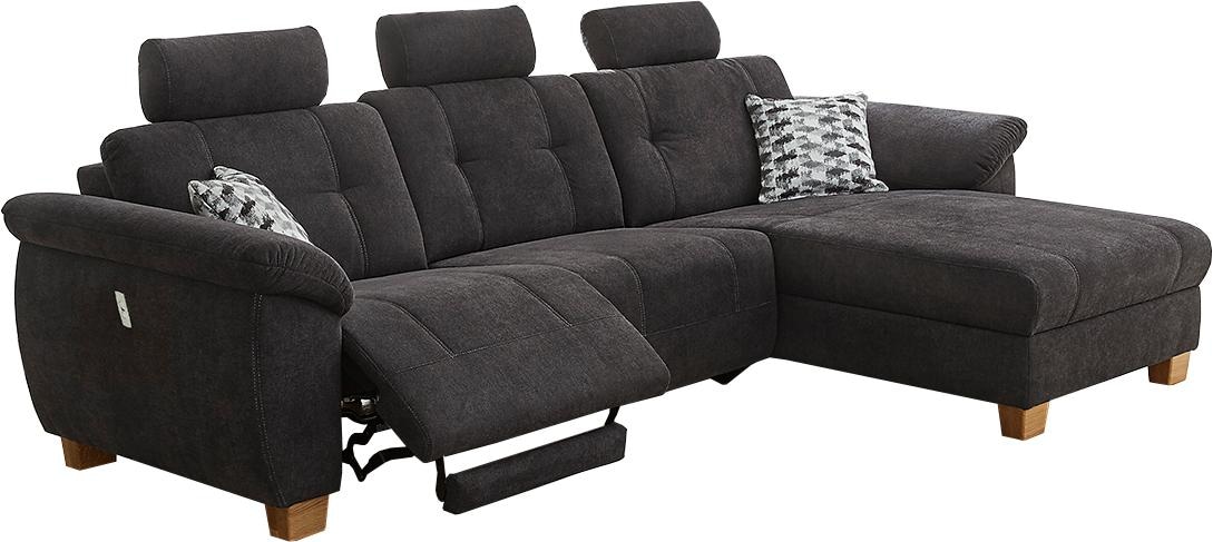 Jockenhöfer Gruppe Canapé d'angle »Savona L-Form, B: 299  cm« avec fonction relax électrique, USB, 2 coussins décoratifs & 3 appuie-têtes