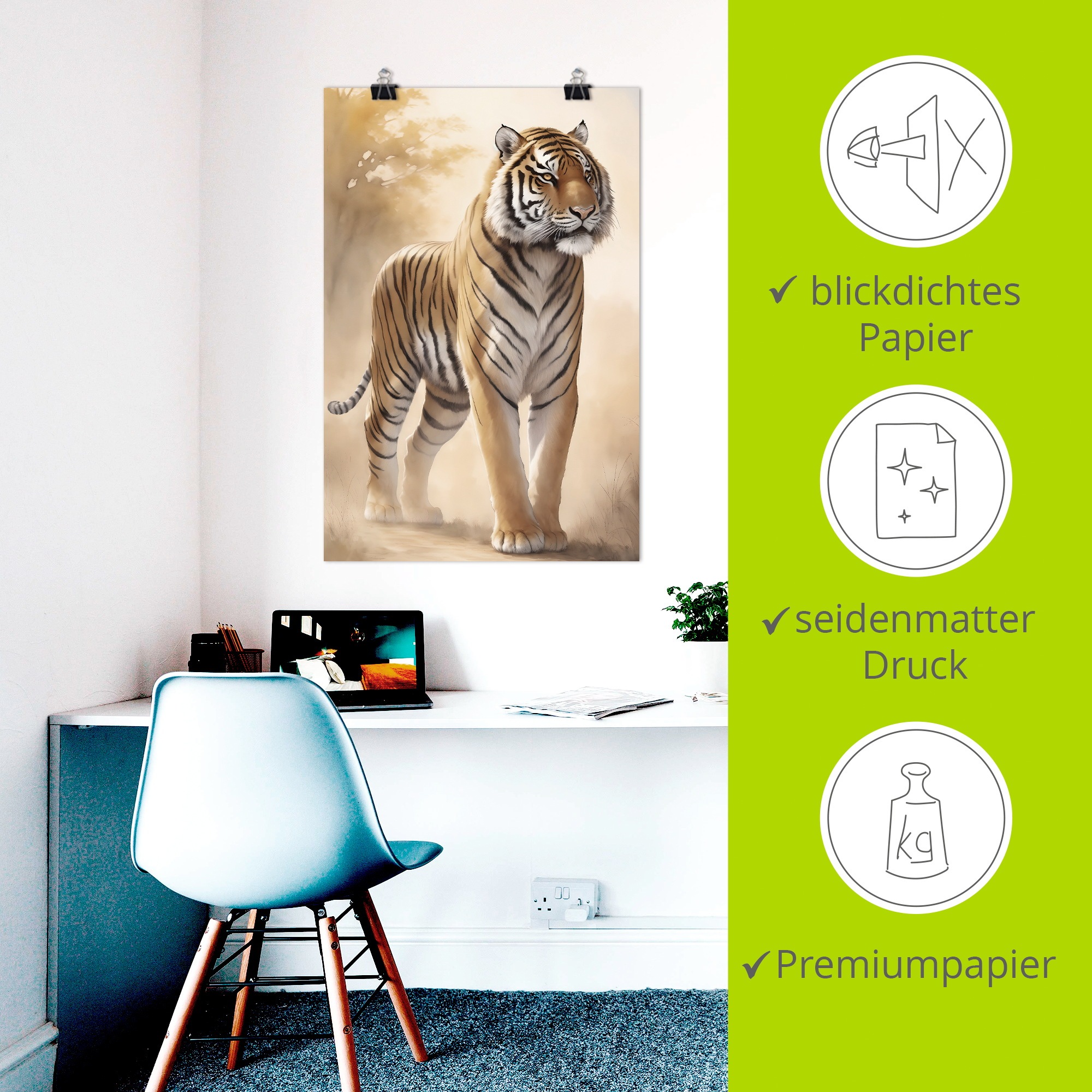 Artland Wandbild »Tiger« 1 Stk. tlg. als Alubild, Leinwandbild, Poster, Wandaufkleber in verschied. Grössen