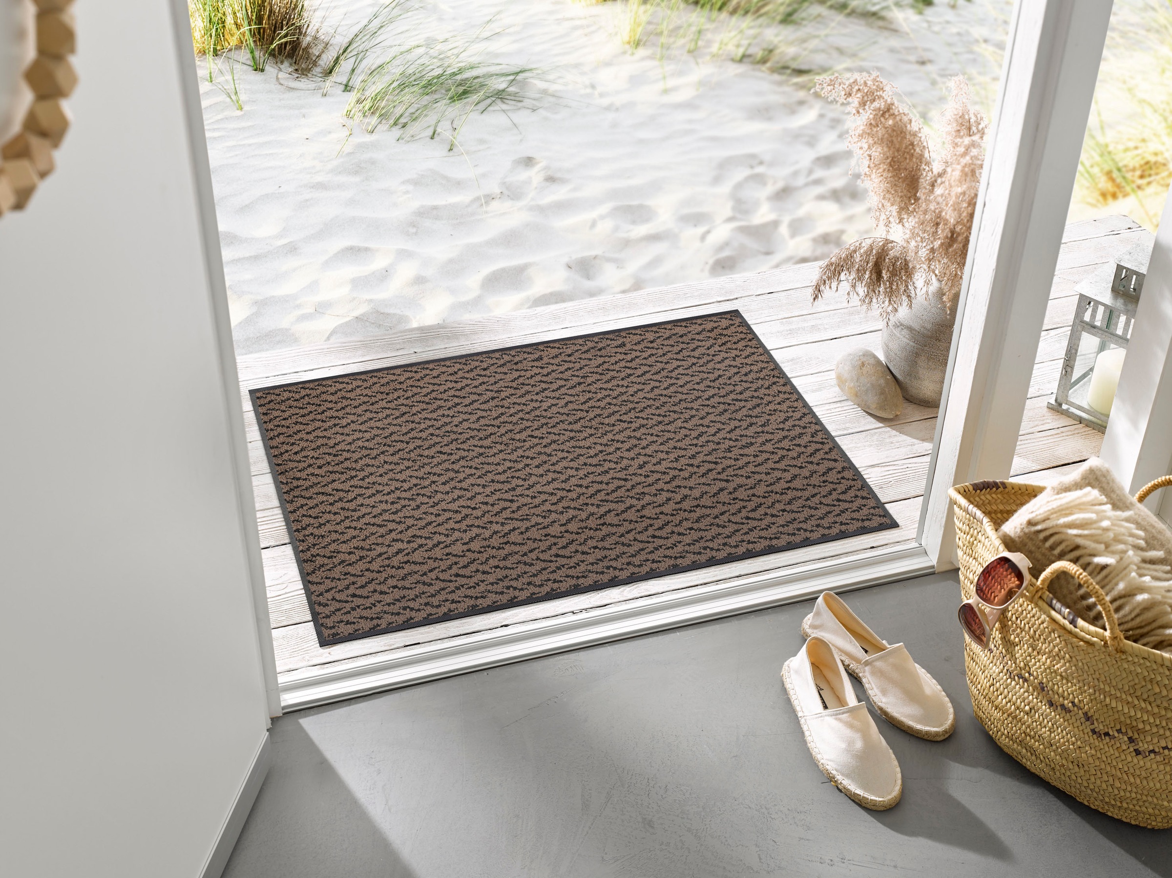 wash+dry by Kleen-Tex Teppich »Duo Mocha«, rechteckig, 9 mm Höhe, rutschhemmend, In- und Outdoor geeignet, waschbar