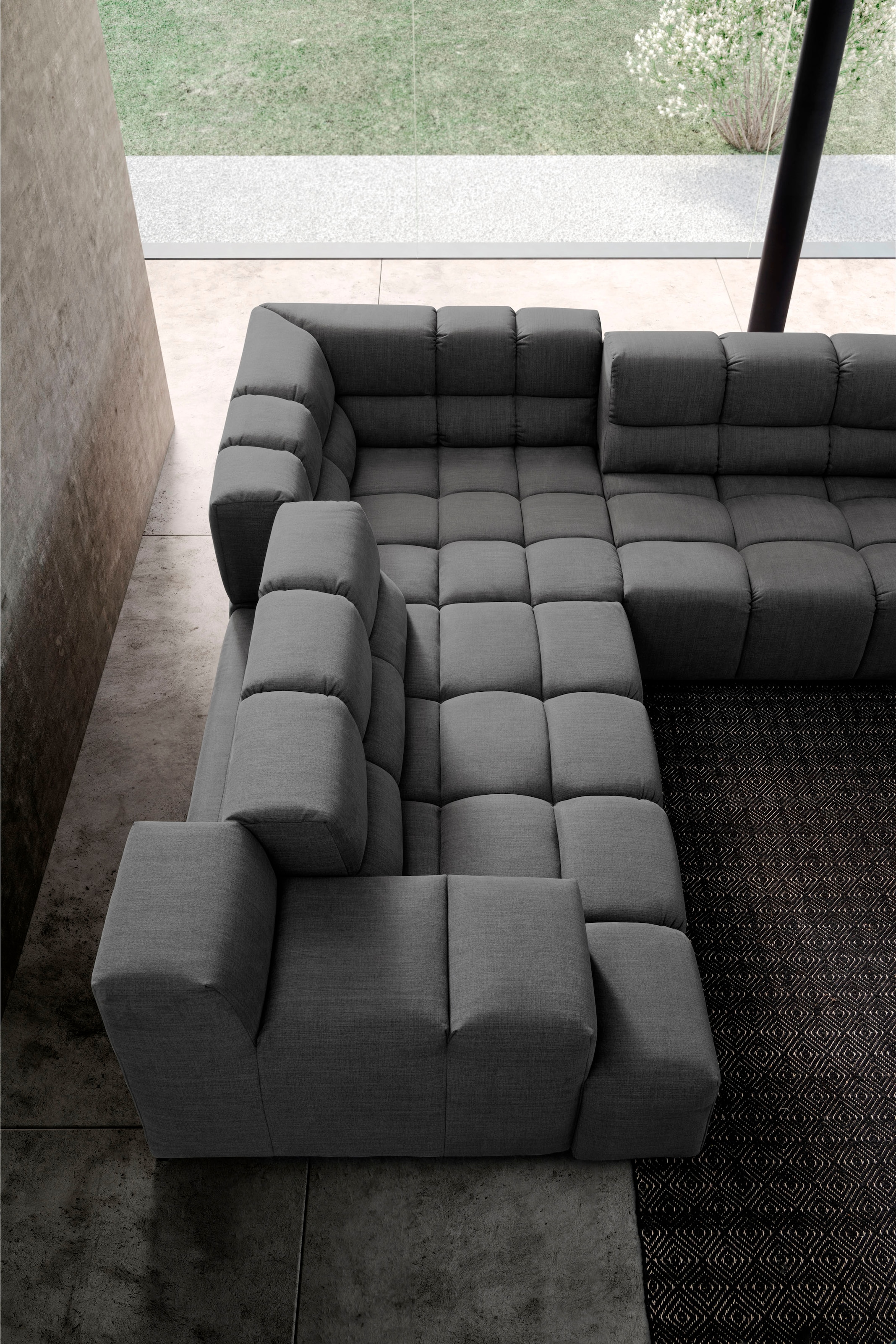 designwerk Ecksofa »Temple, aufwendige Verarbeitung, tolle Designsprache«, mit Sitztiefenverstellung für mehr Sitzkomfort,gleichschenklig