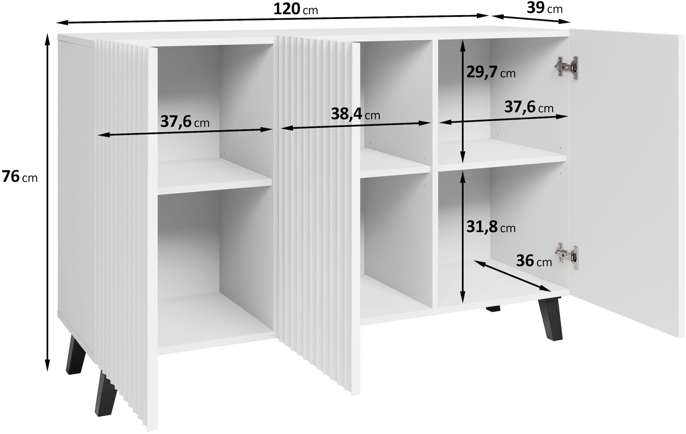Home affaire Buffet »Phuket, Front MDF« Buffet moderne avec 6 compartiments, largeur 120 cm