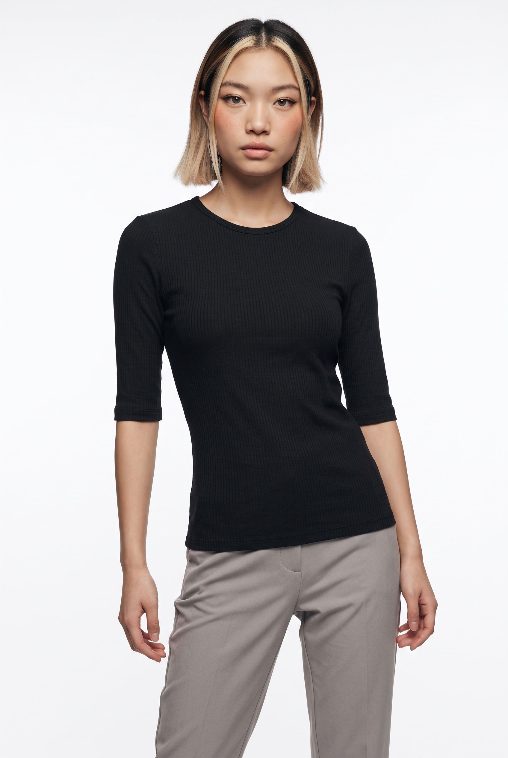 Image of JDY Rundhalsshirt "JDYRENO 2/4 O NECK TOP JRS DIA" Baumwollmischung