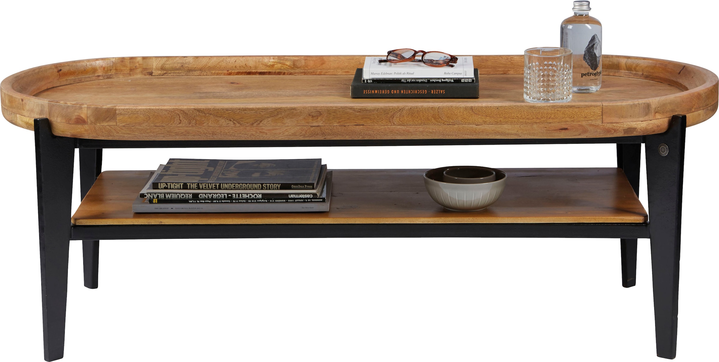 SIT Table basse »Telč aus Mangoholz mit Tablett & Metallgestell« plateau amovible utilisable comme plateau de service pratique
