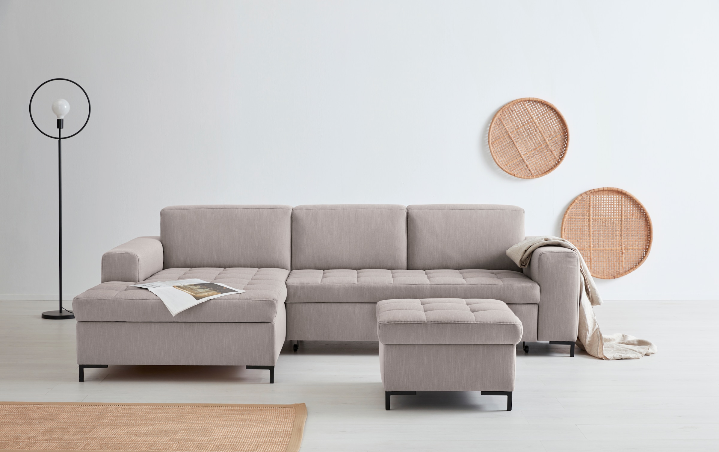 GOODproduct Hocker »Grazzo«, hochwertige Stoffe aus recyceltem Material, Steppung im Sitzbereich