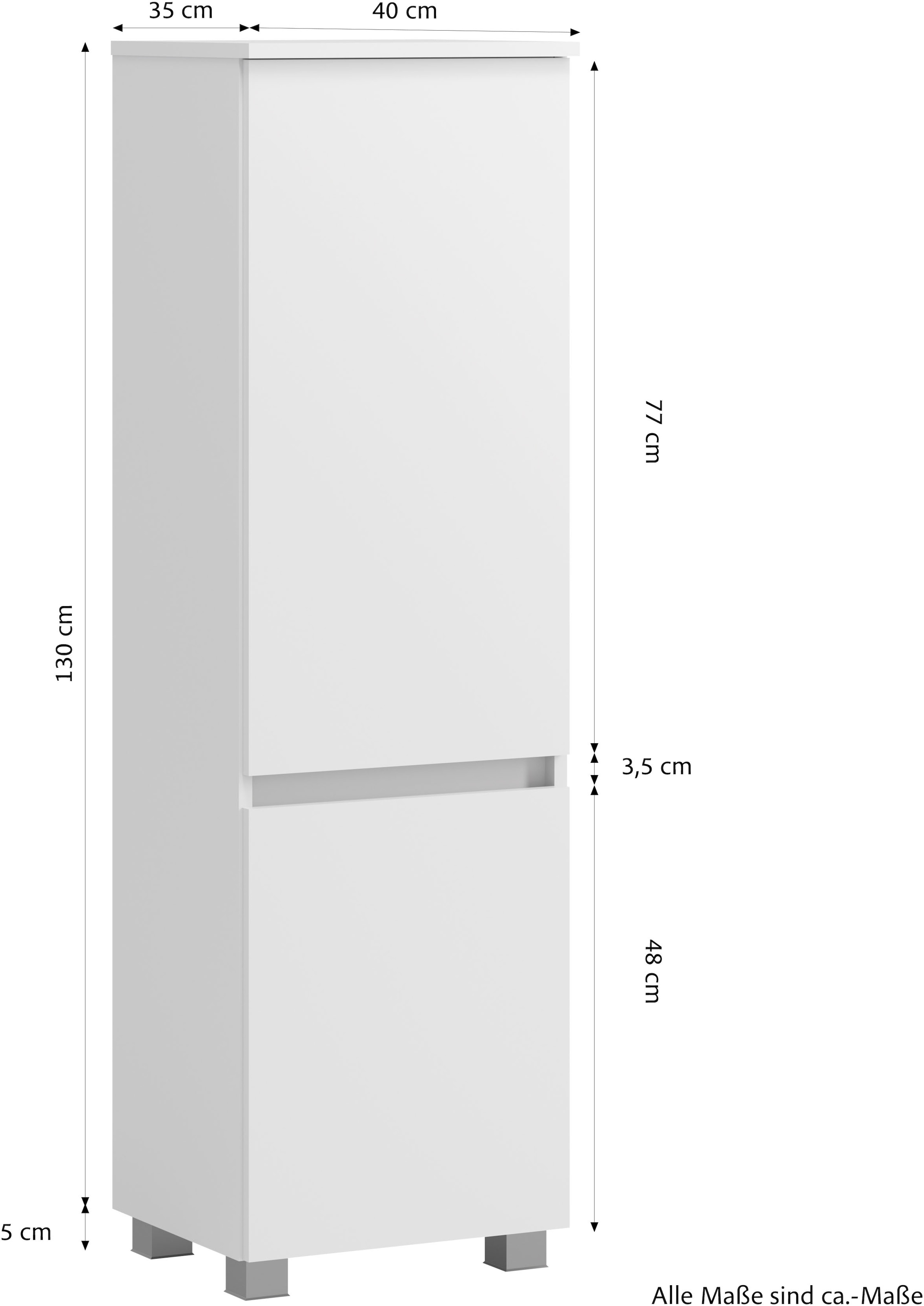 GOODproduct Midischrank »BOZEN, Midischrank 40 cm« griffloses Design, Masse (B/T/H): 40/35/130 cm