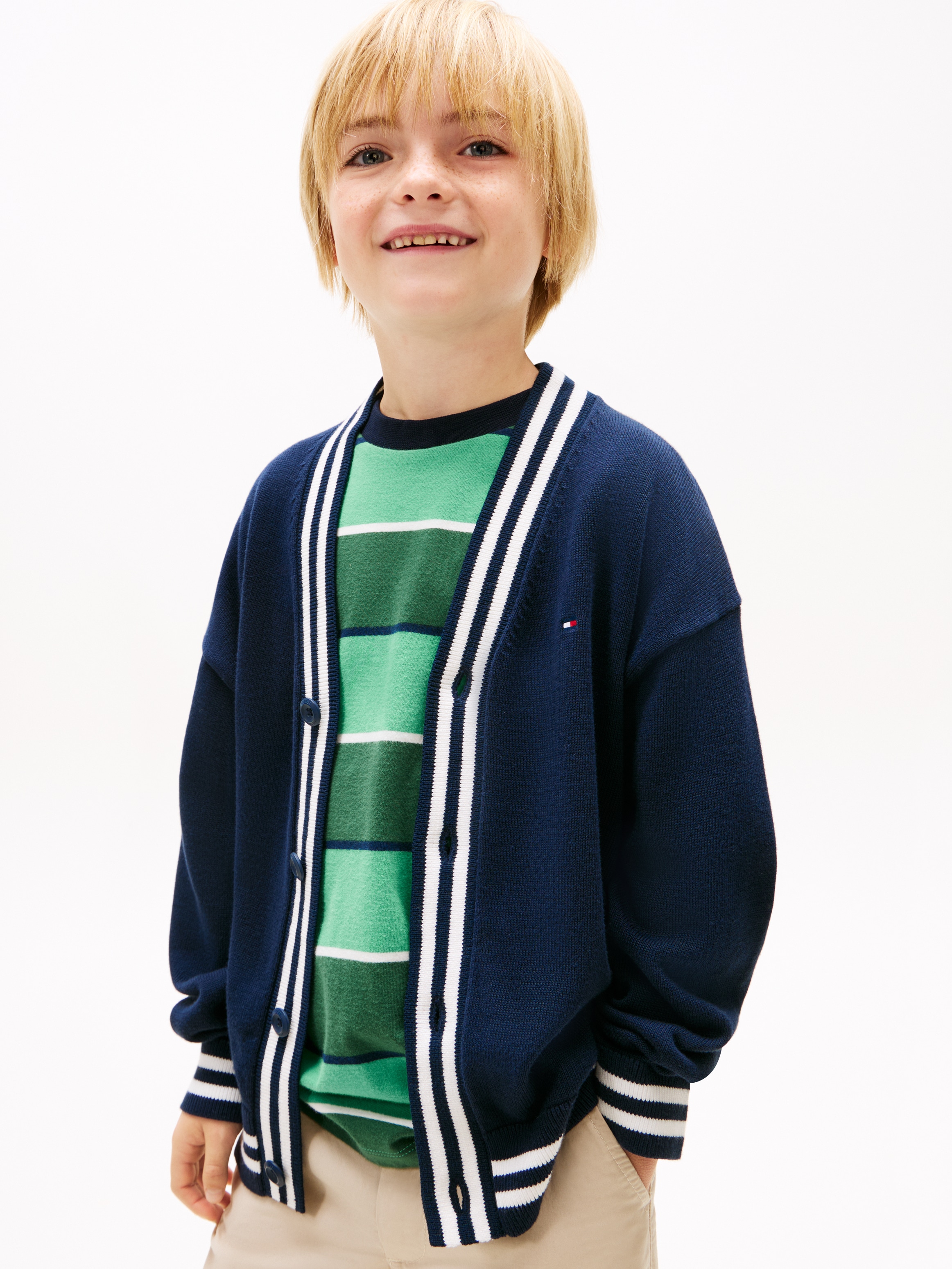 Image of Tommy Hilfiger Strickjacke "VARSITY RIB V-NECK CARDIGAN" Kinder bis 16 Jahre, regular fit