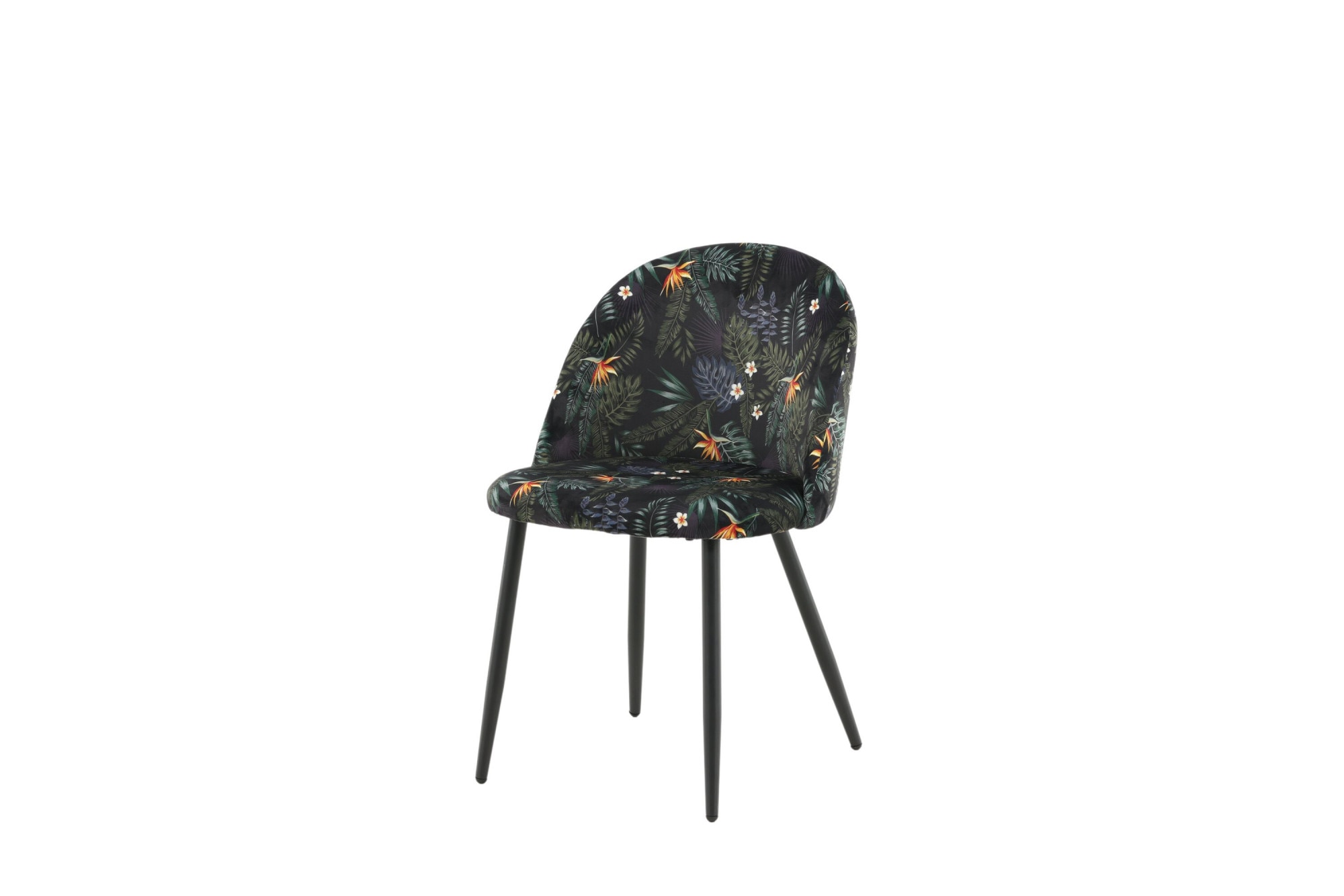 Venture Home Chaise de salle à manger »Velvet, 2er-Set Esszimmerstühle mit Blumenmuster in Schwarz, 150 kg« () 2 cuisChaise rembourrée, revêtement doux, pieds en acier bois naturel, doux, accueillant